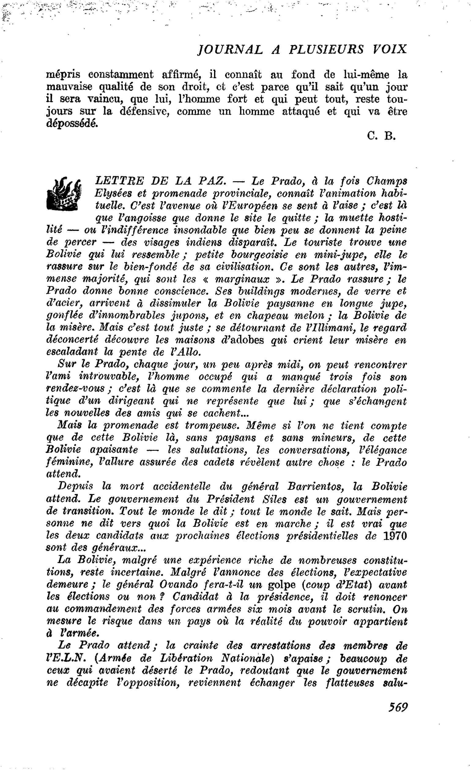 LETTRE DE LA PAZ