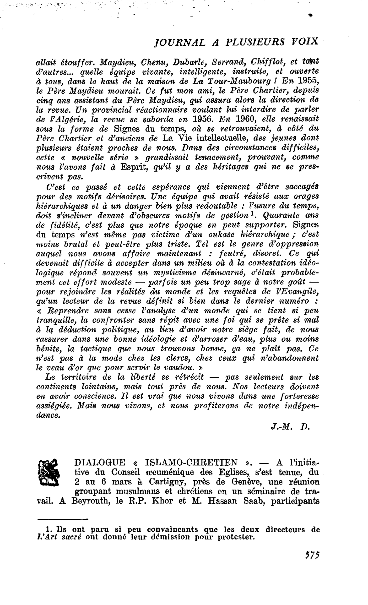 DIALOGUE « ISLAMO-CHRETIEN »