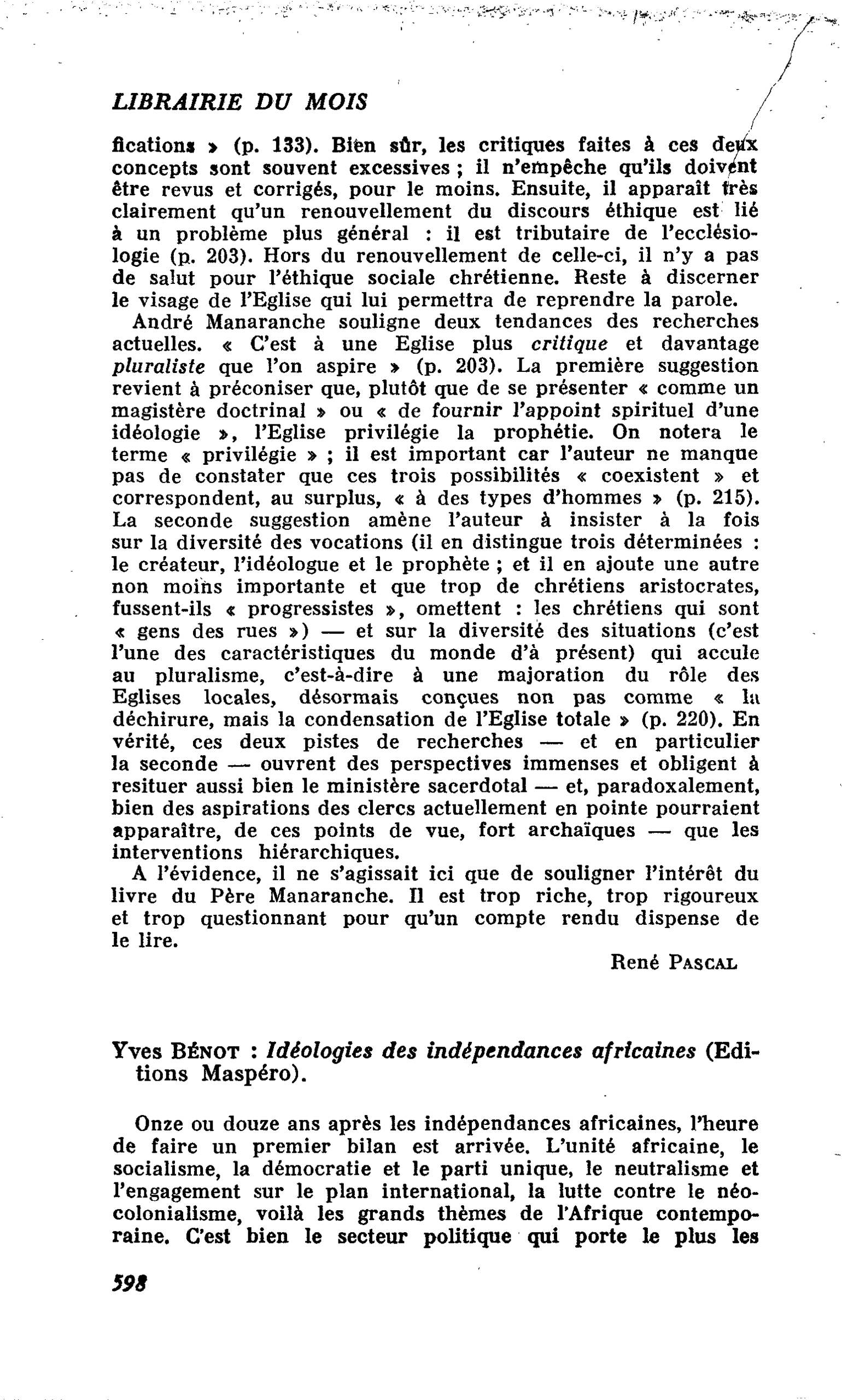 Yves Bénot : Idéologies des indépendances africaines