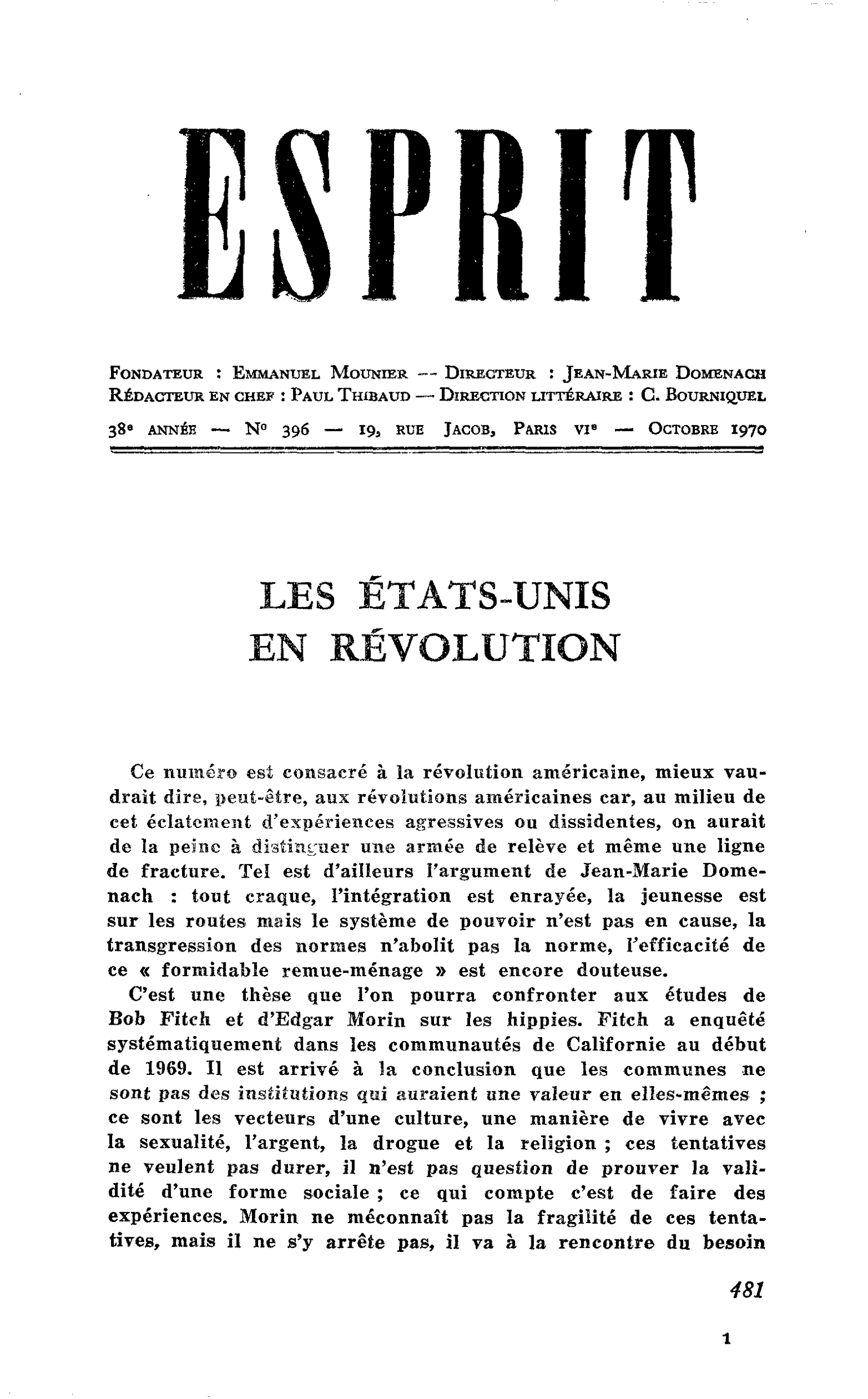 LES ÉTATS-UNIS EN RÉVOLUTION