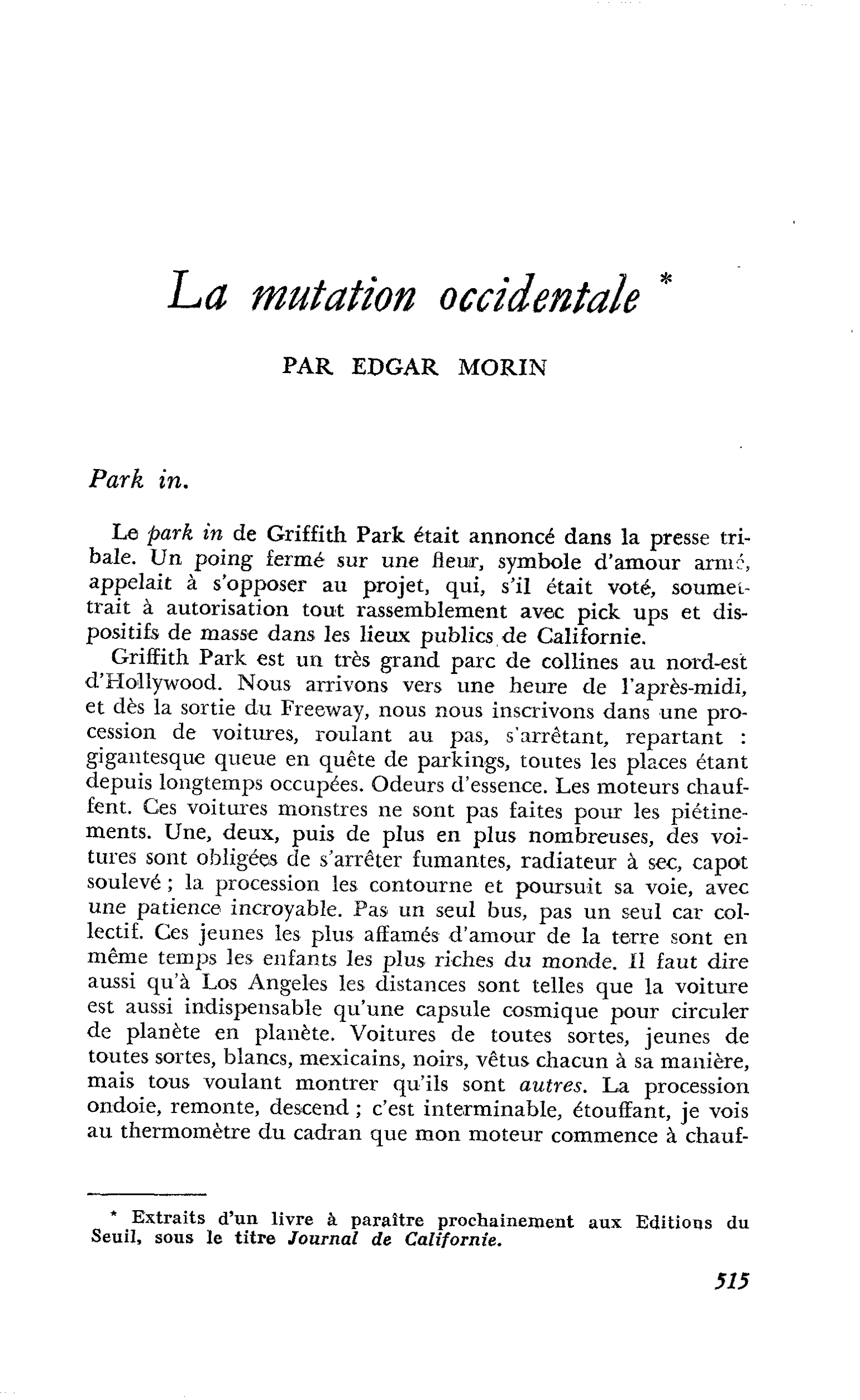 La mutation occidentale
