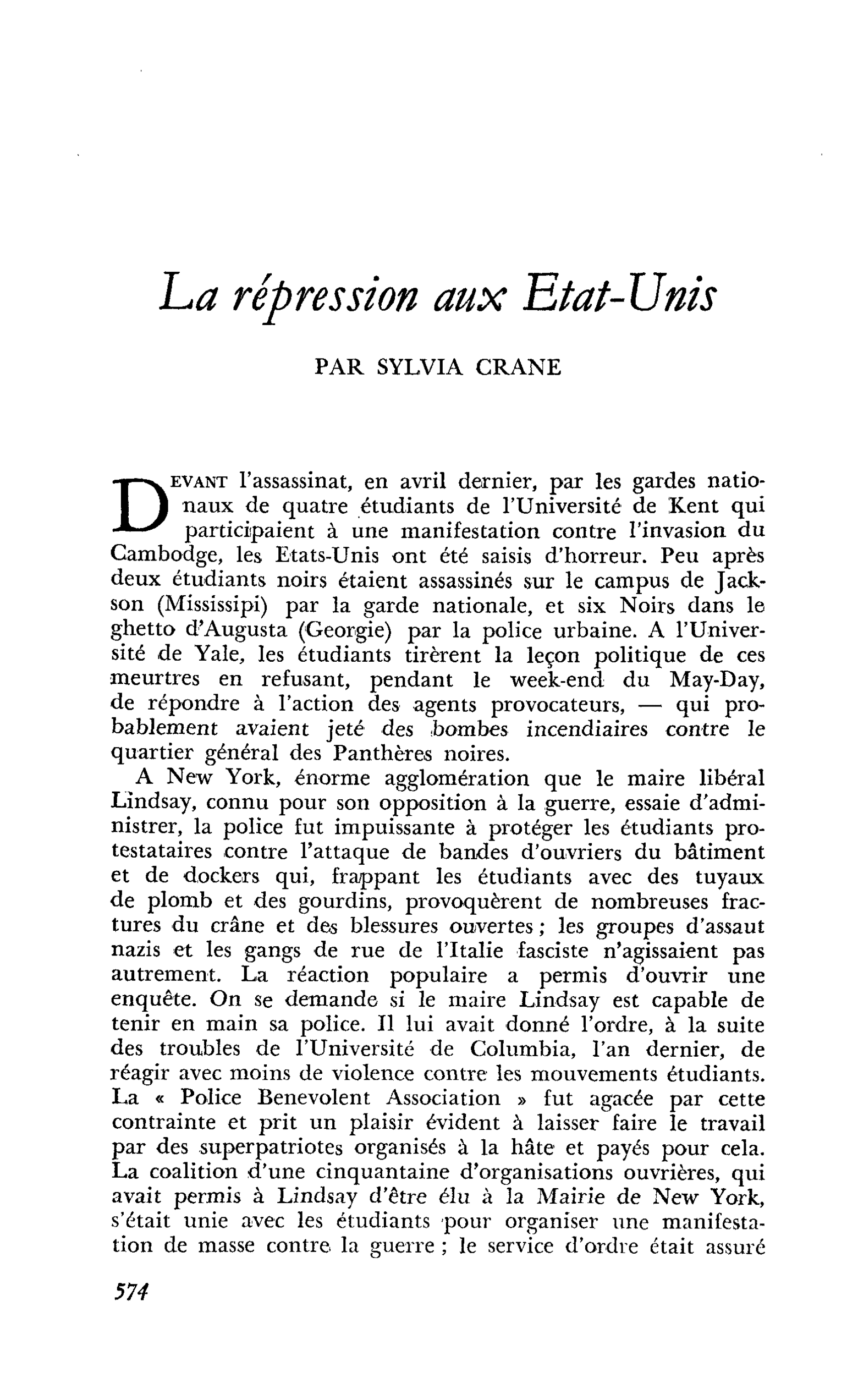 La répression aux Etats-Unis