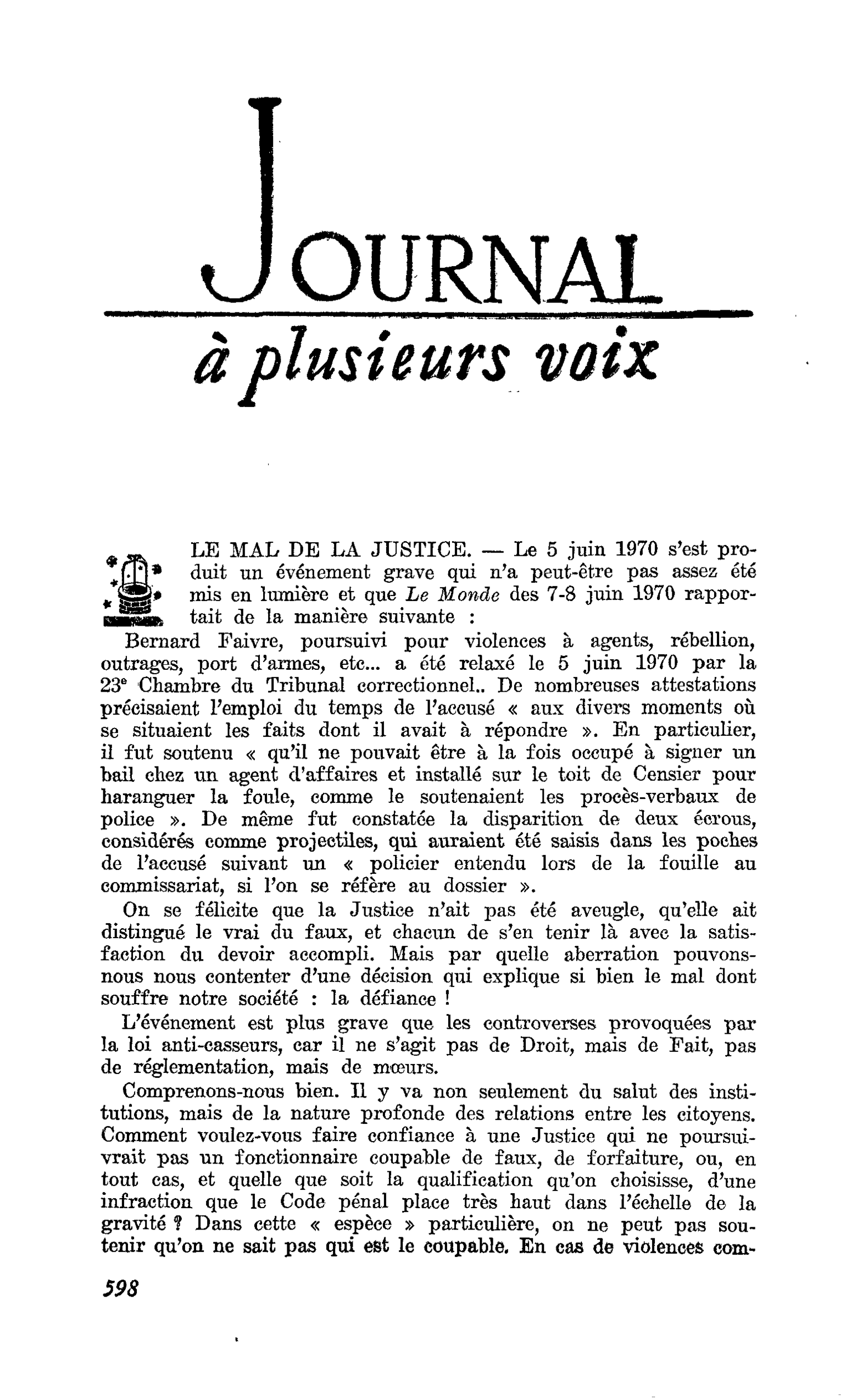 LE MAL DE LA JUSTICE