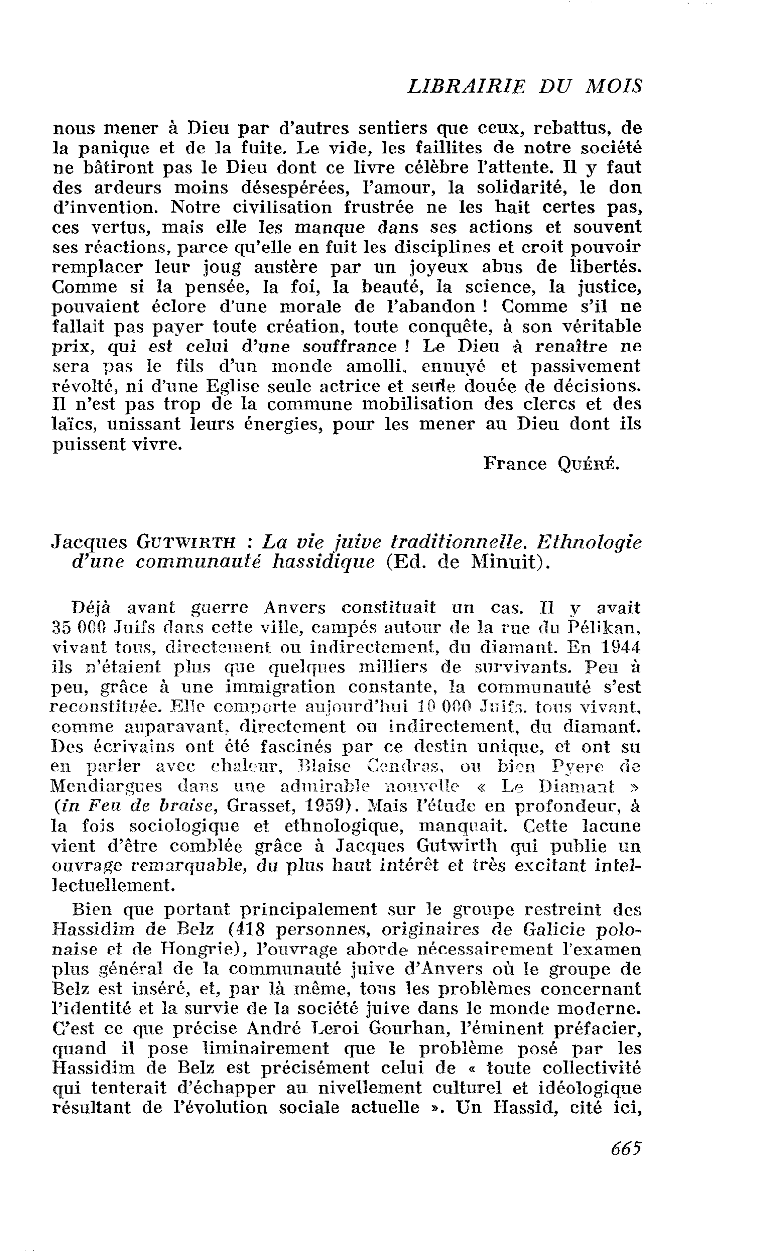 Jacques Gutwirth : La vie juive traditionnelle. Ethnologie d’une communauté hassidique