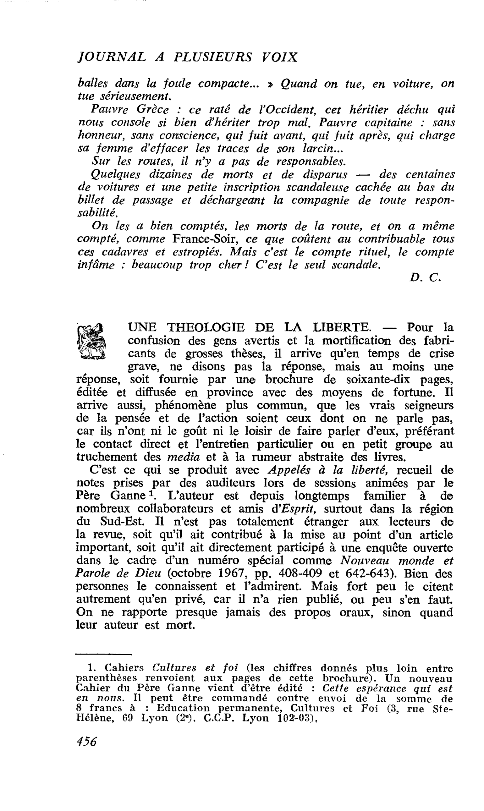 UNE THEOLOGIE DE LA LIBERTE