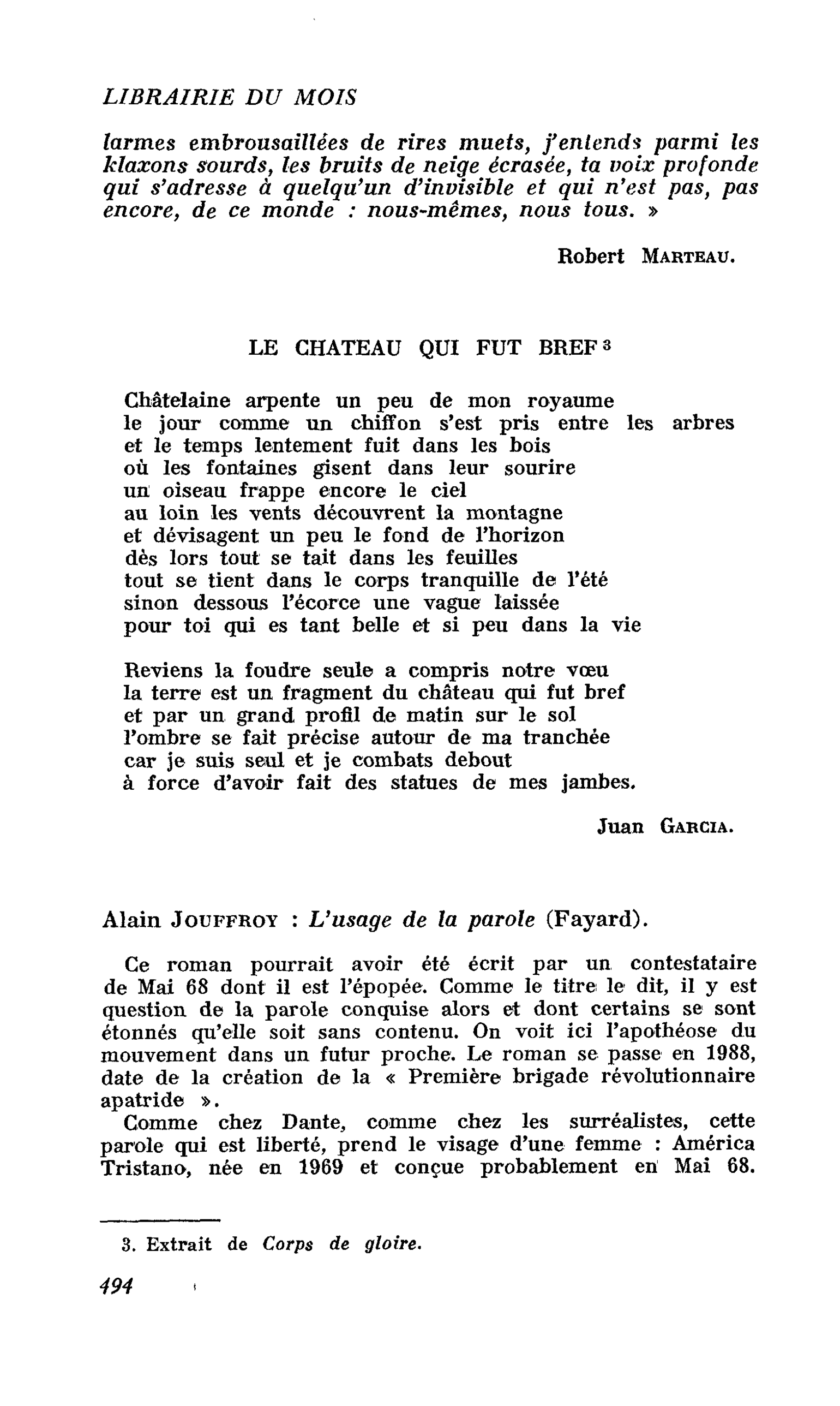 Alain Jouffroy : L’usage de la parole