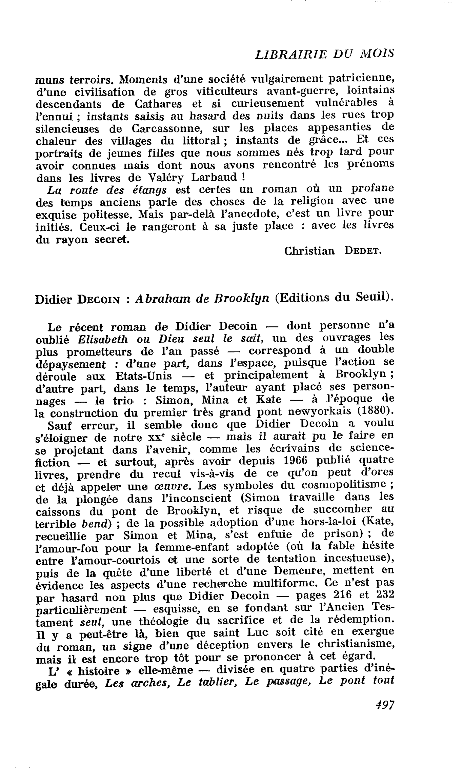 Didier Decoin : Abraham de Brooklyn