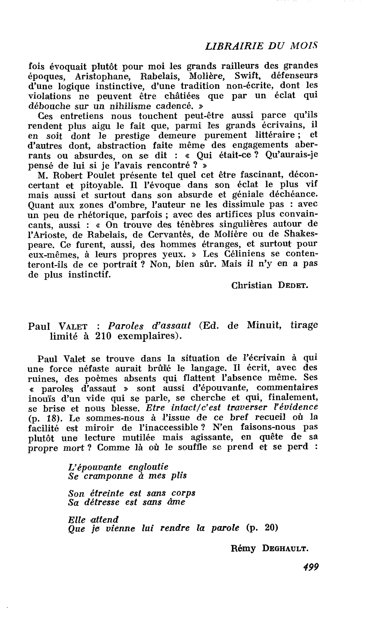 Paul Valet : Paroles d’assaut