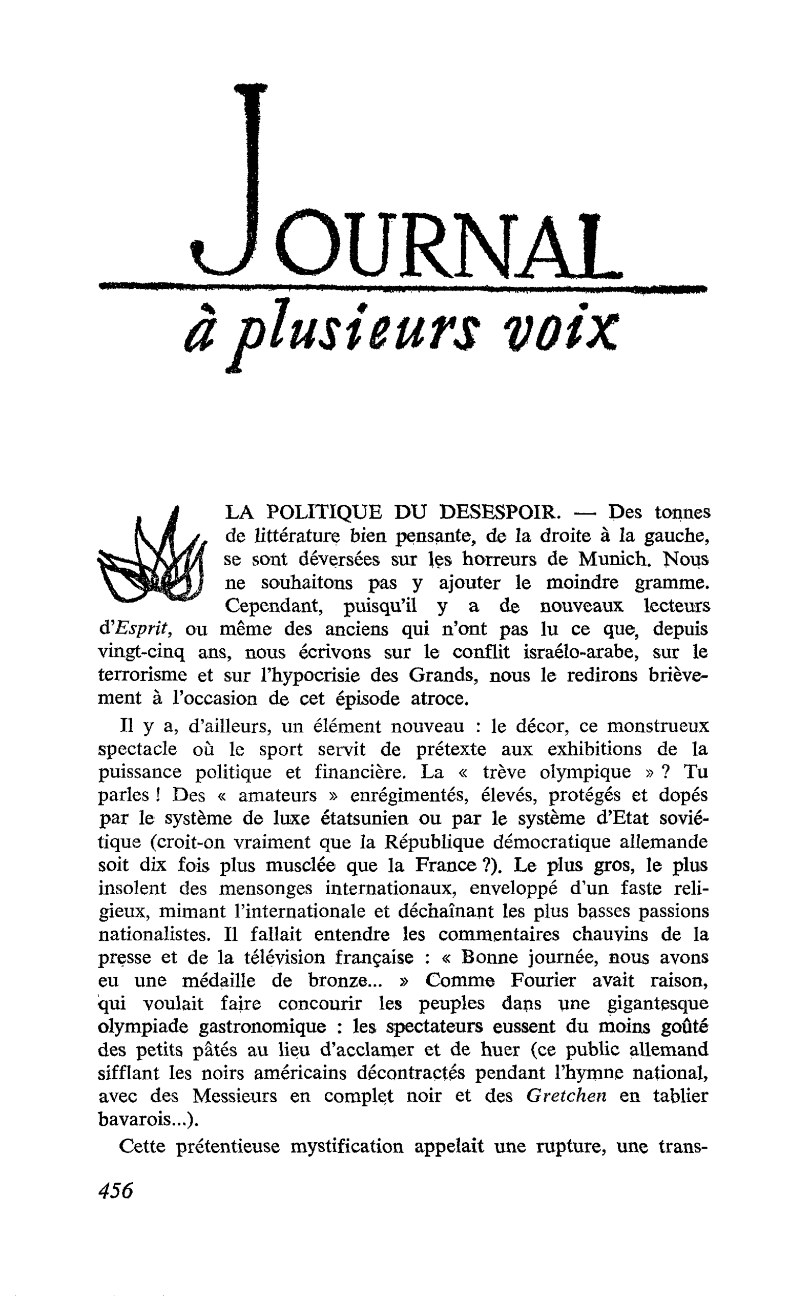 LA POLITIQUE DU DESESPOIR