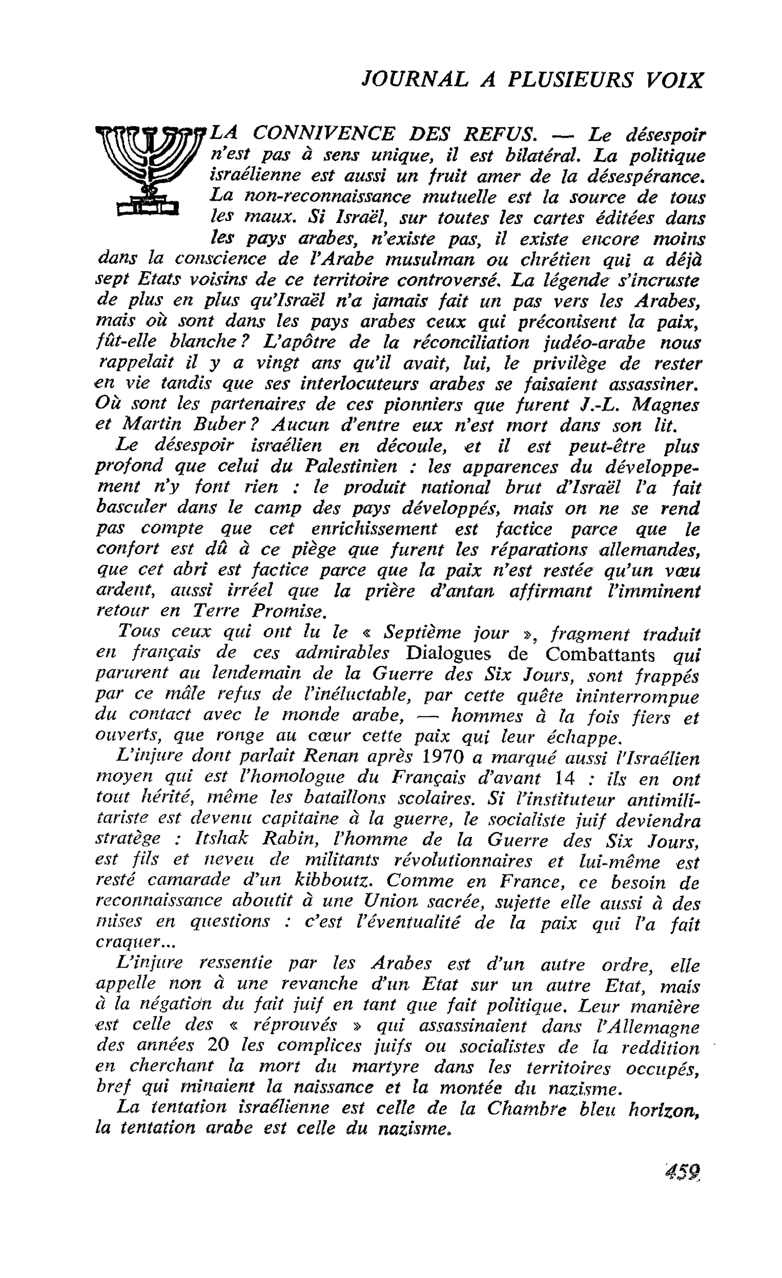 LA CONNIVENCE DES REFUS