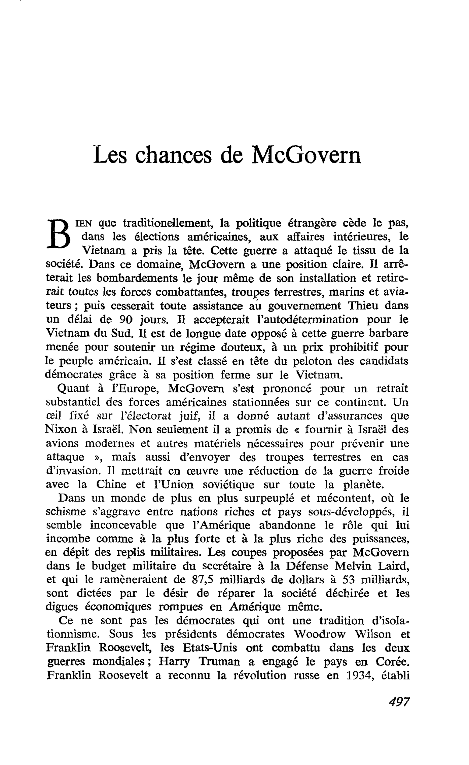 Les chances de McGovern