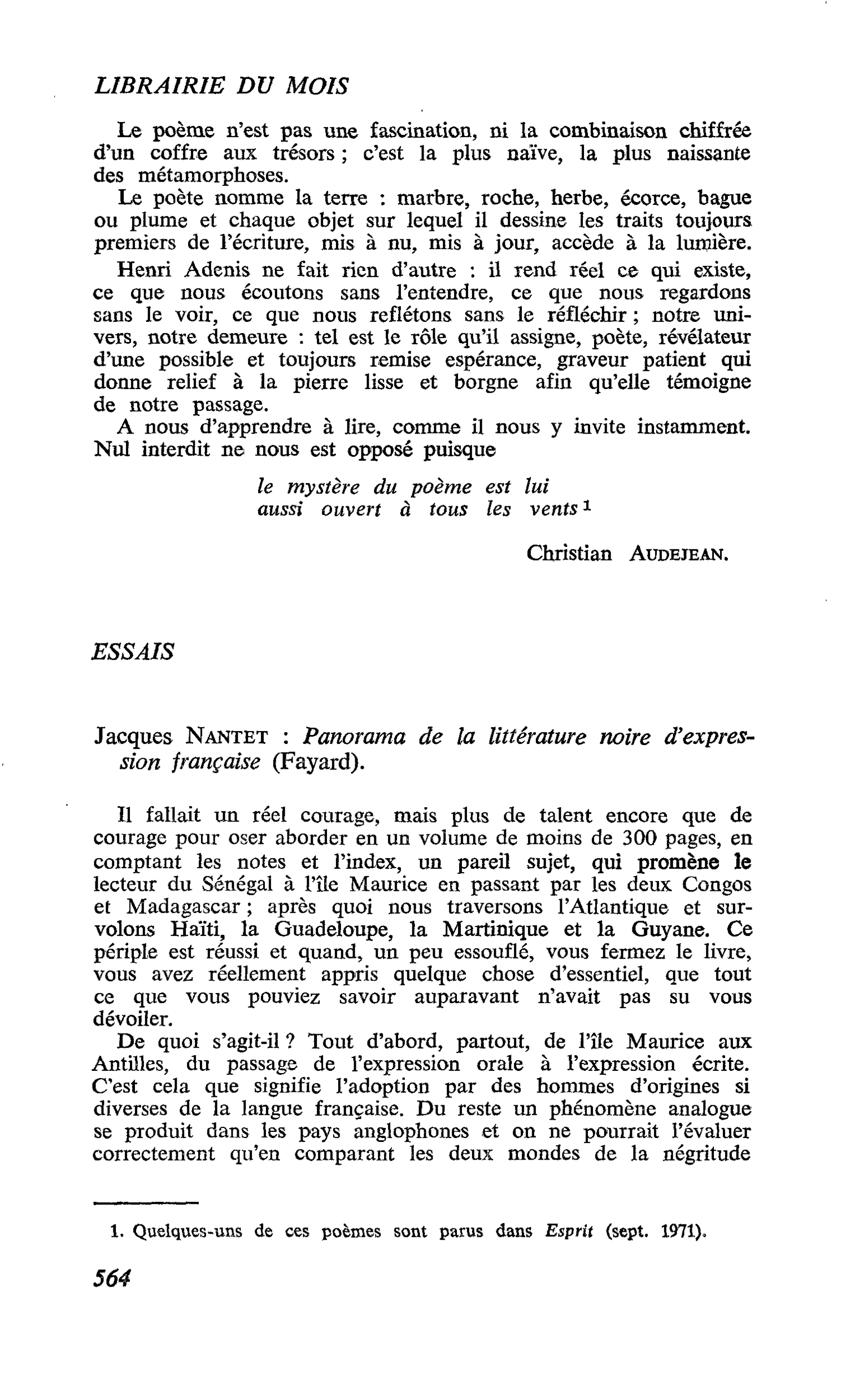 Jacques Nantet : Panorama de la littérature noire d’expression française