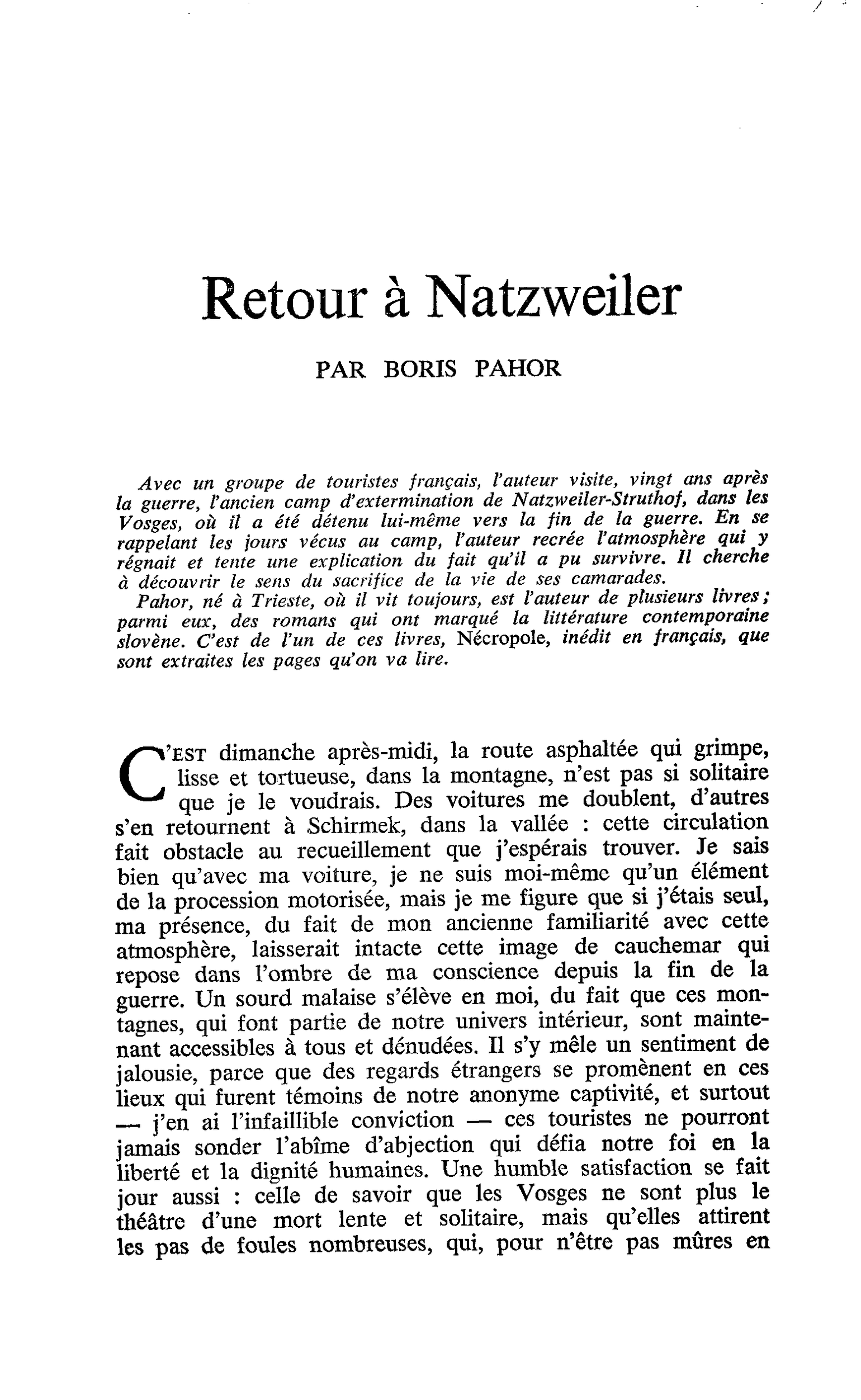 Retour à Natzweiler