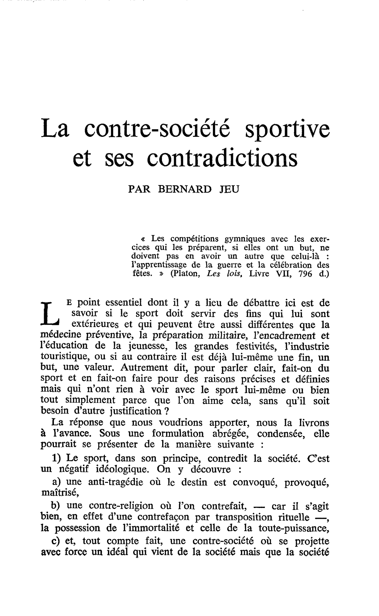 La contre-société sportive et ses contradictions