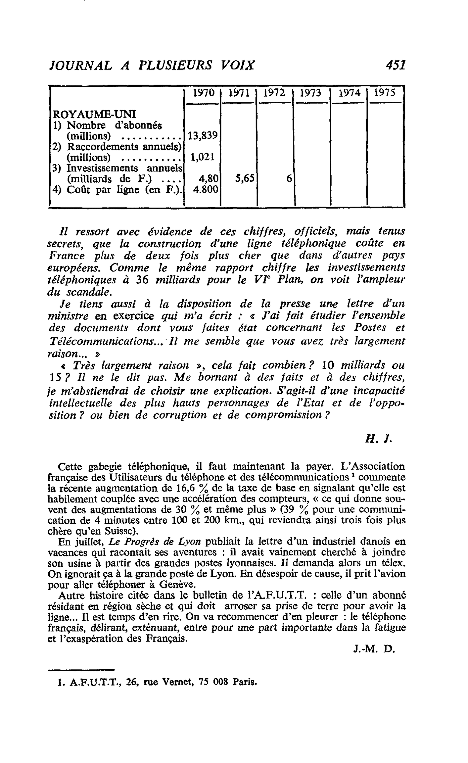 LES MILLIARDS DU TELEPHONE