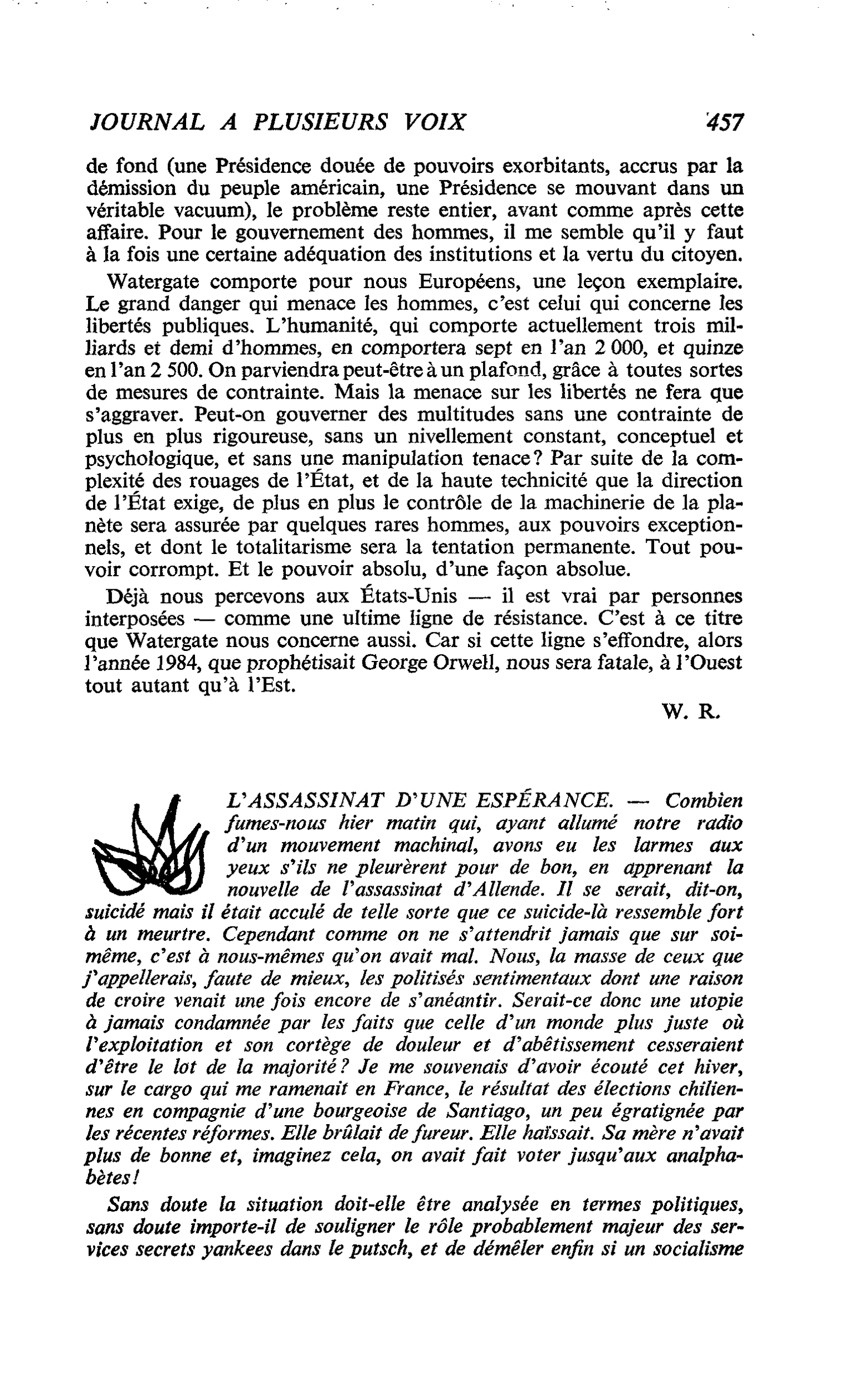 L’ASSASSINAT D’UNE ESPÉRANCE
