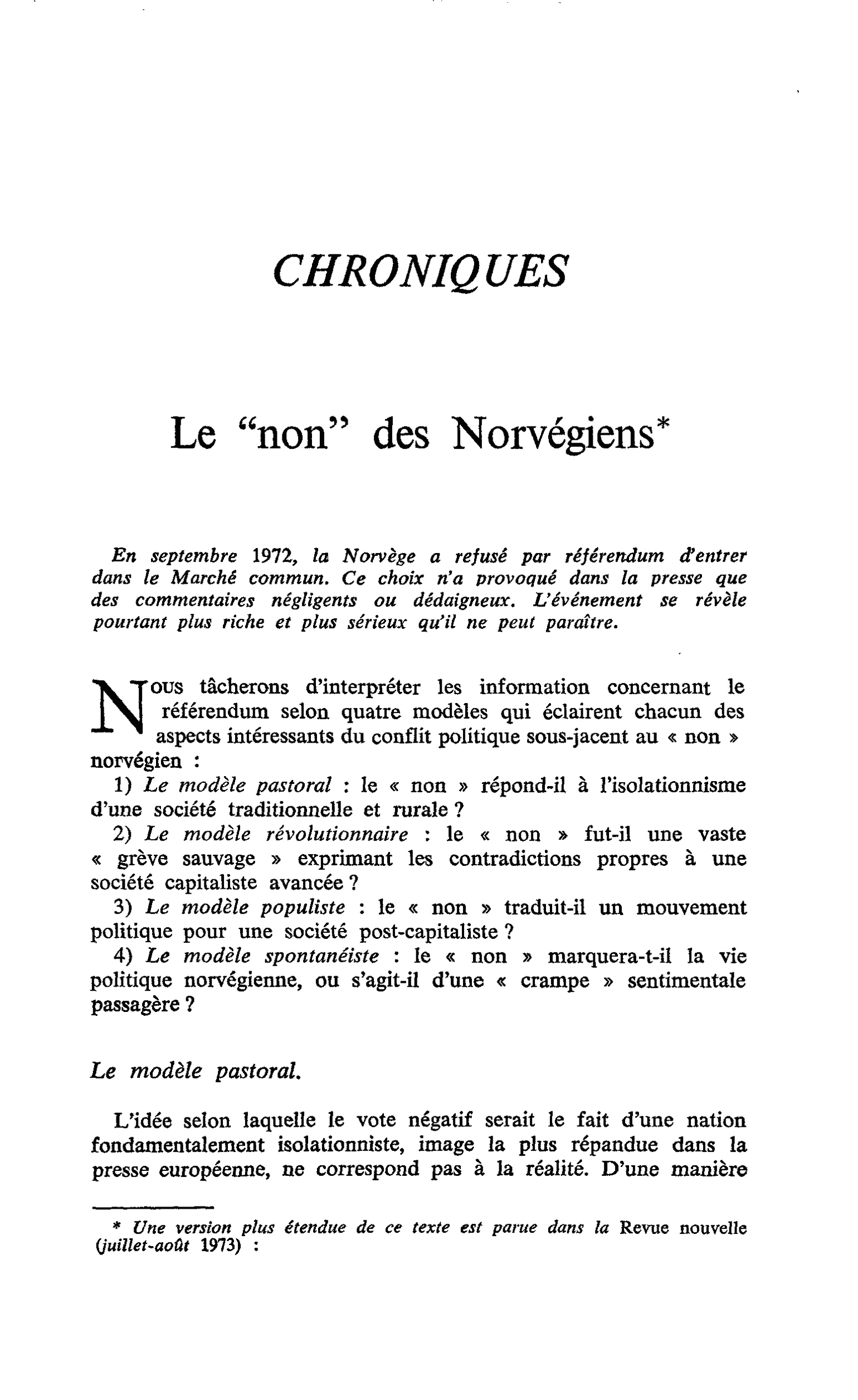 Le « non » des Norvégiens