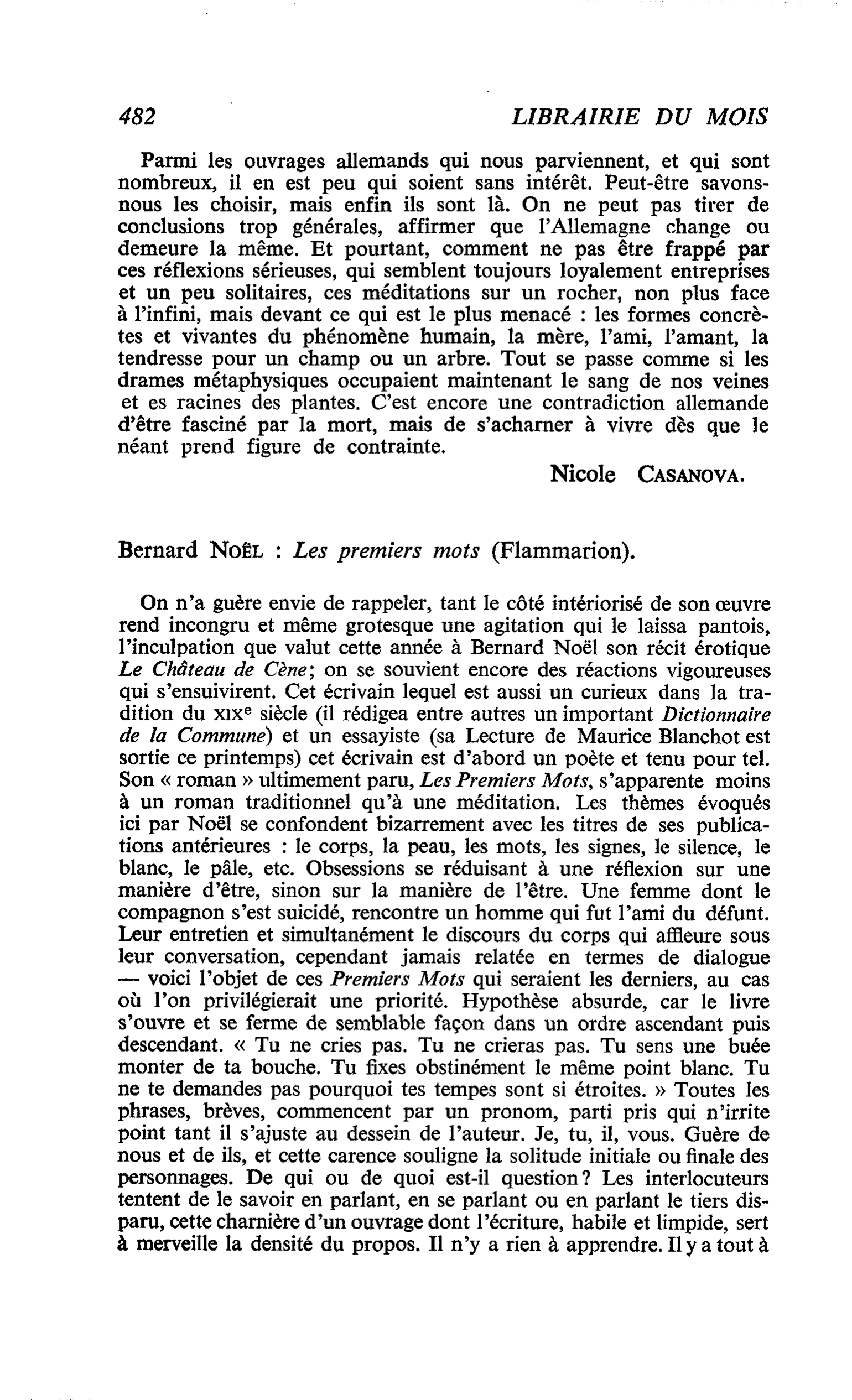 Bernard Noël : Les premiers mots