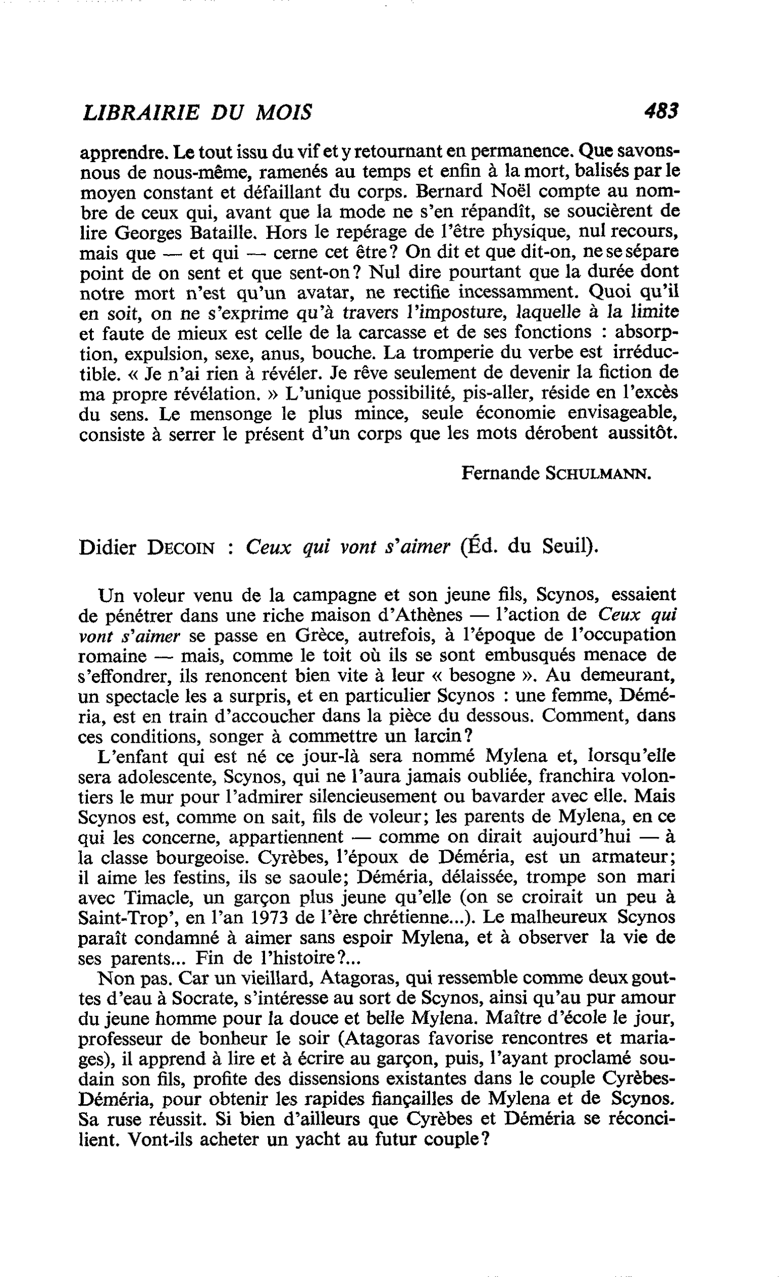 Didier Decoin : Ceux qui vont s’aimer