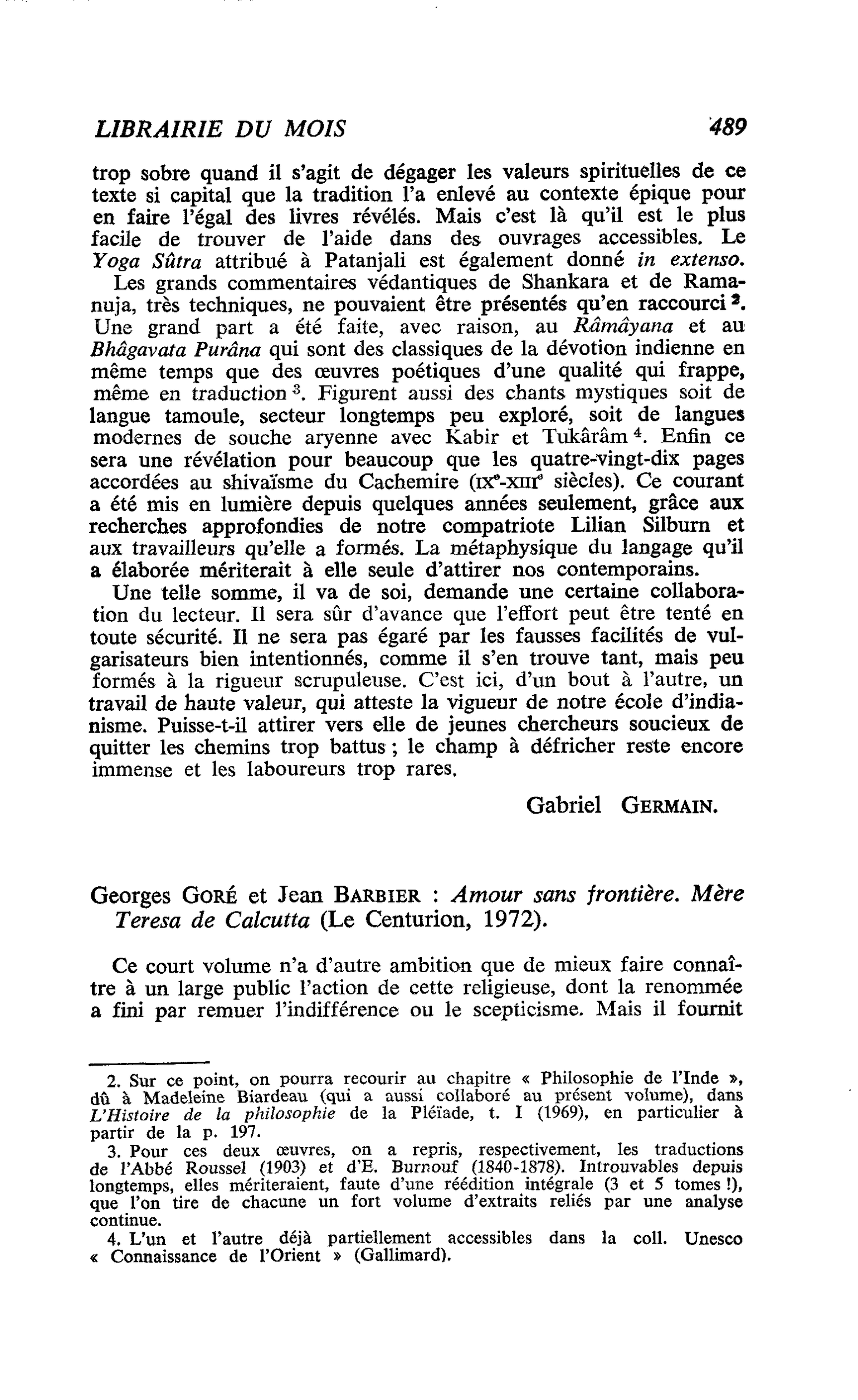 Georges Goré et Jean Barbier : Amour sans frontière. Mère Teresa de Calcutta
