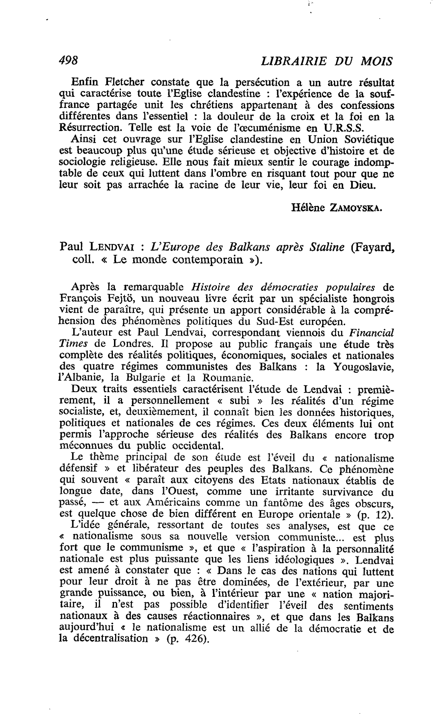 Paul Lendvai : L’Europe des Balkans après Staline