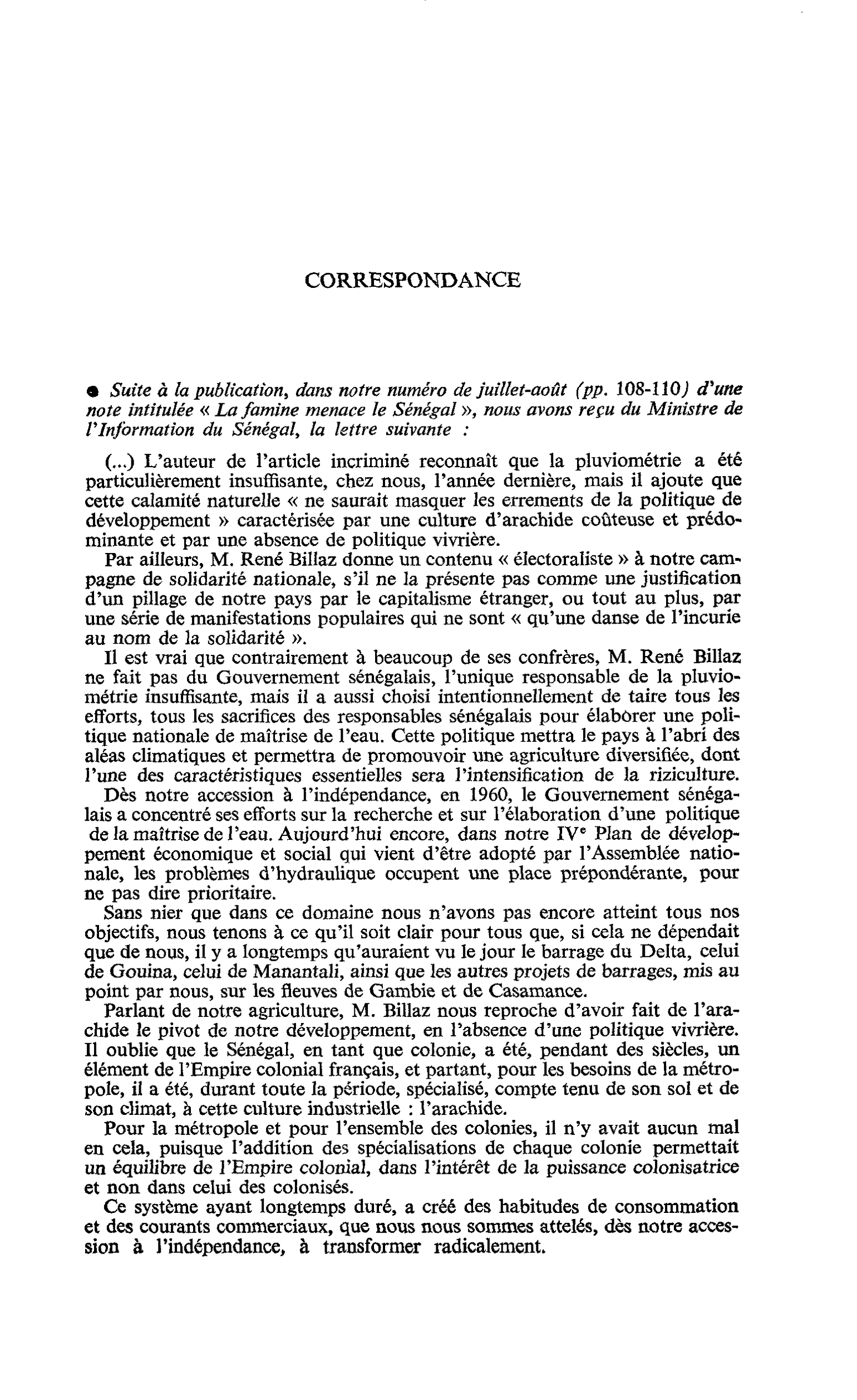 Correspondance