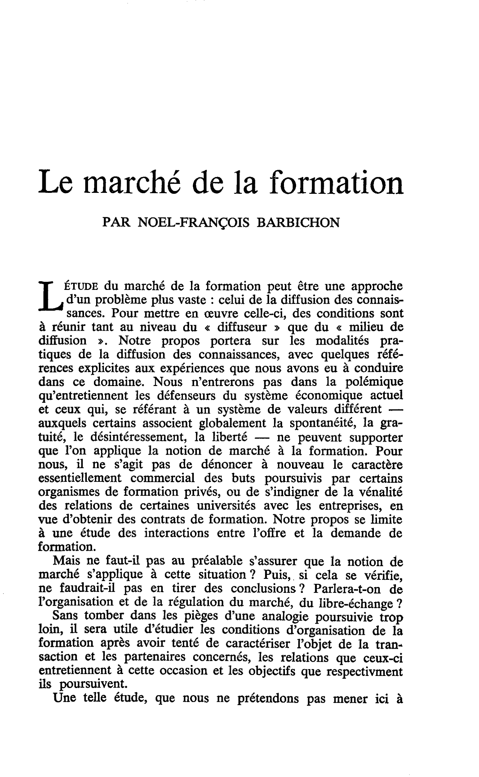 Le marché de la formation