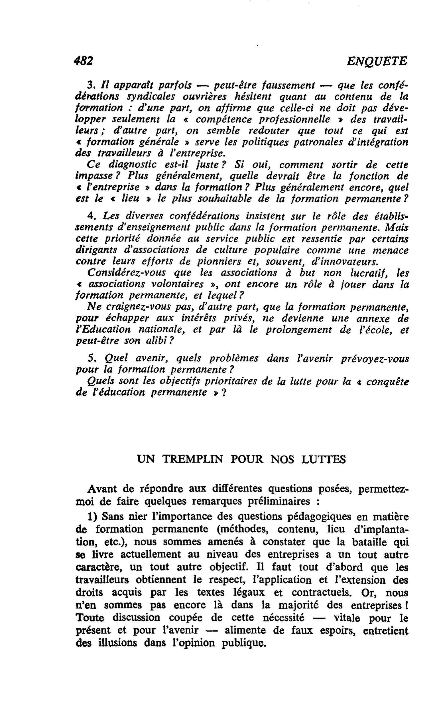 Enquête auprès des Syndicats et des Associations de culture populaire : UN TREMPLIN POUR NOS LUTTES