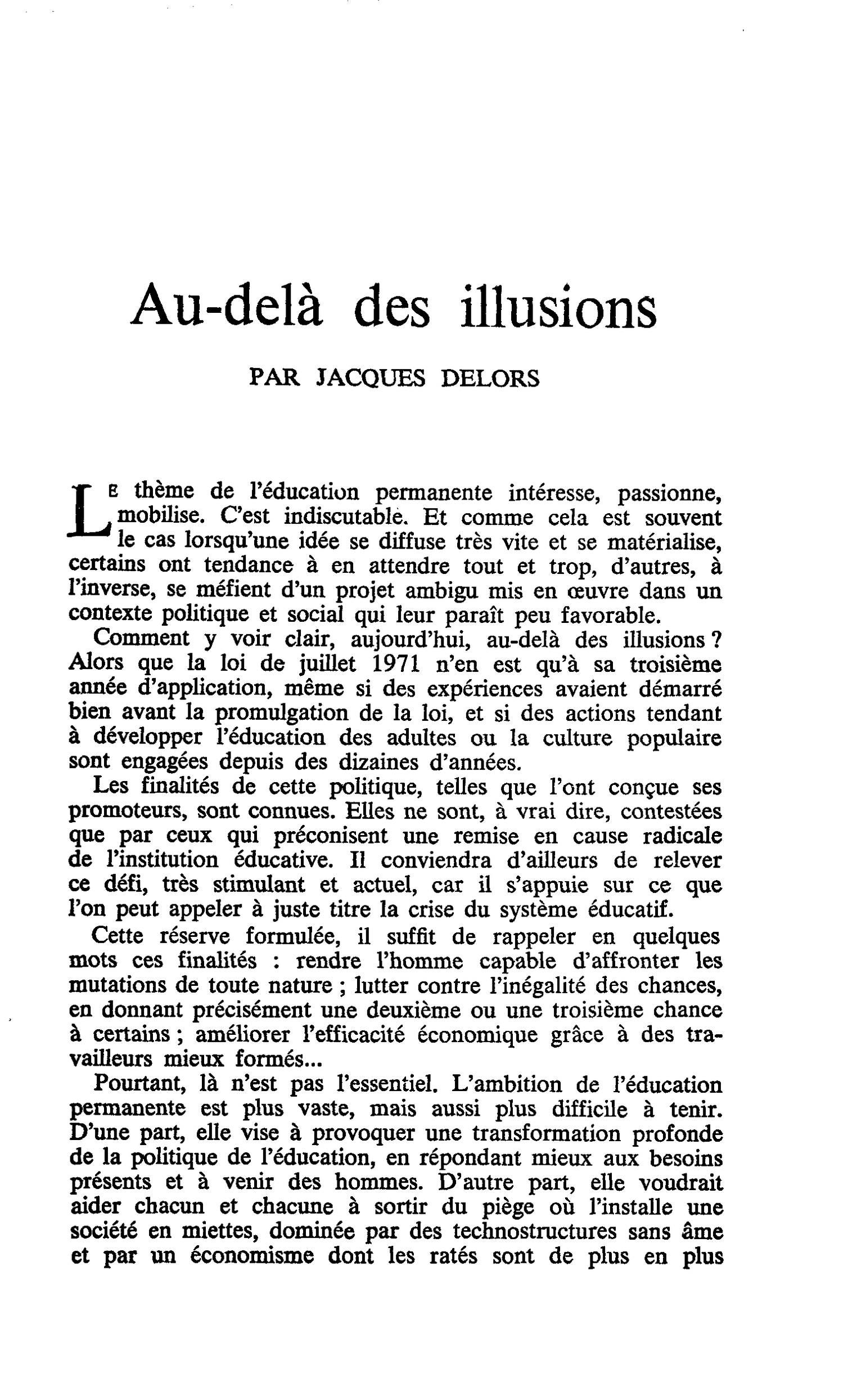 Au-delà des illusions