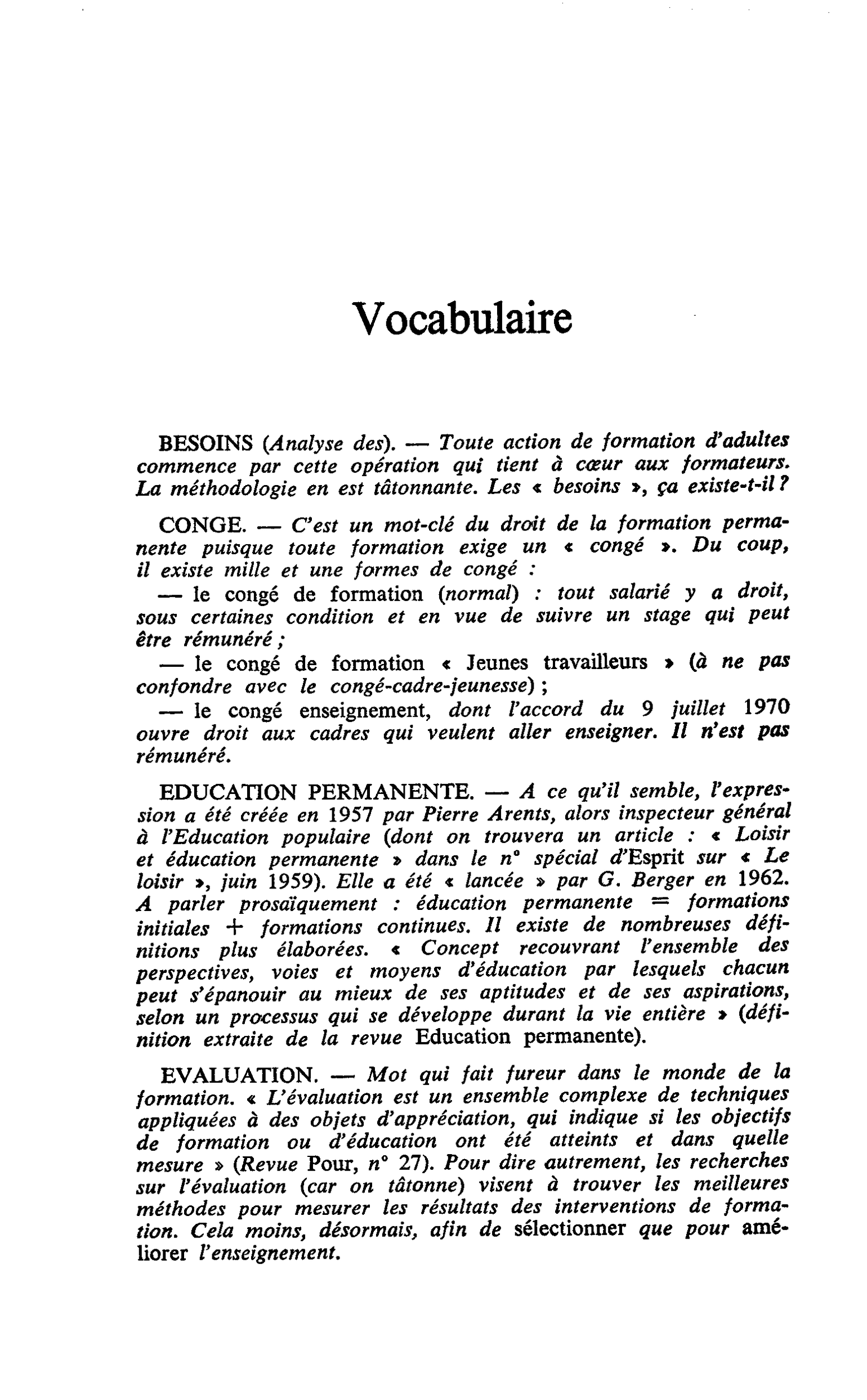 Vocabulaire