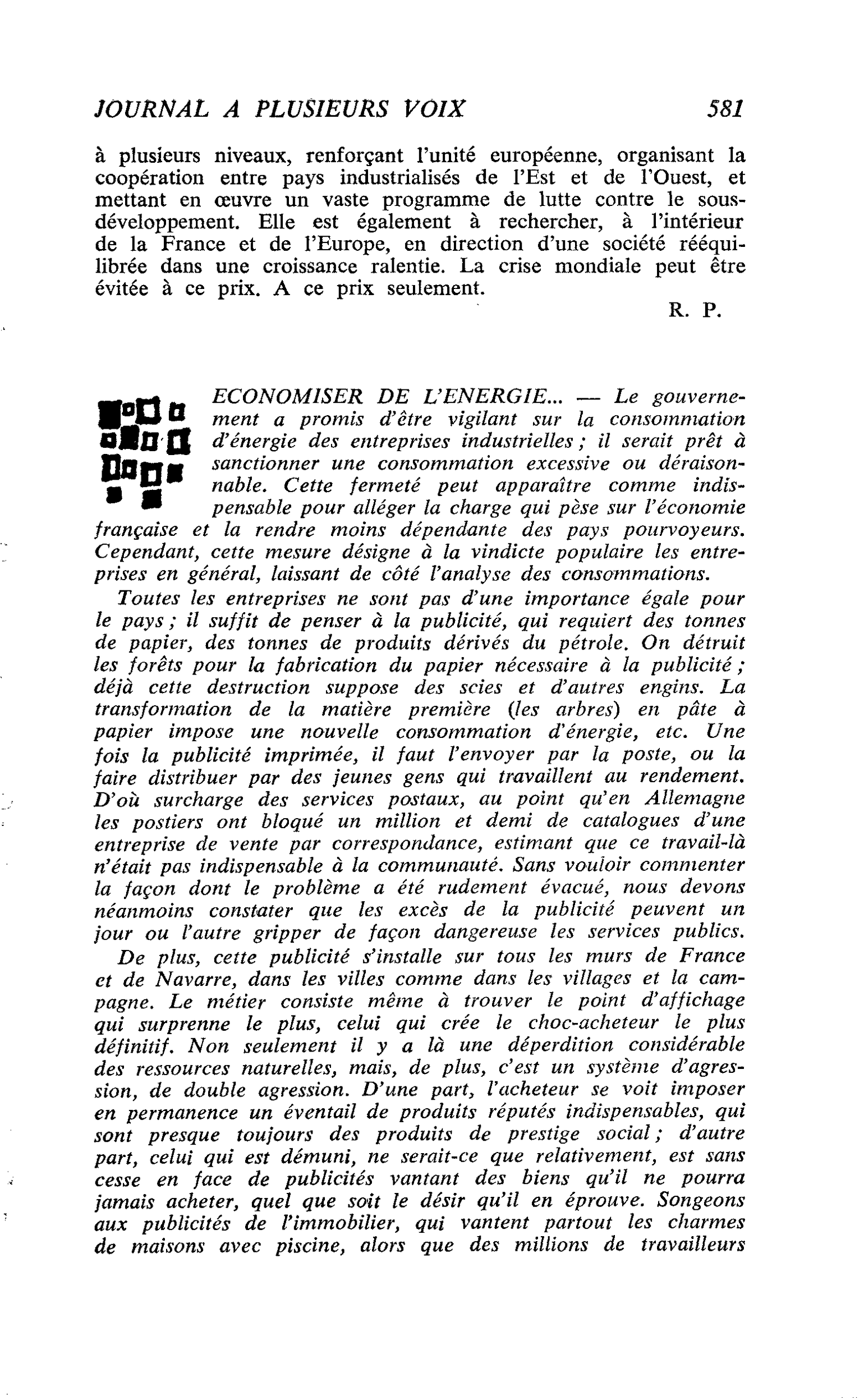 ECONOMISER DE L’ENERGIE…