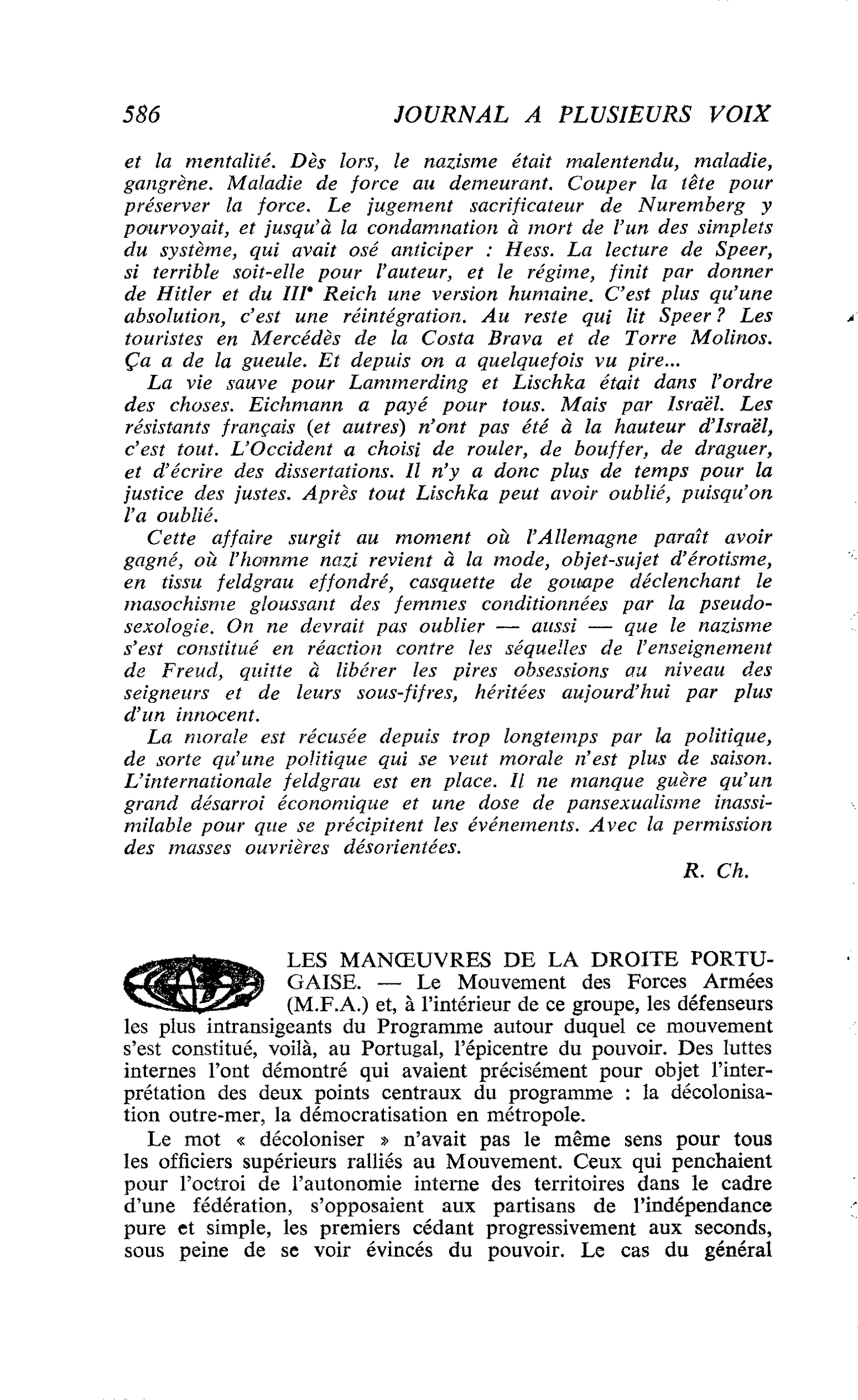 LES MANOEUVRES DE LA DROITE PORTUGAISE