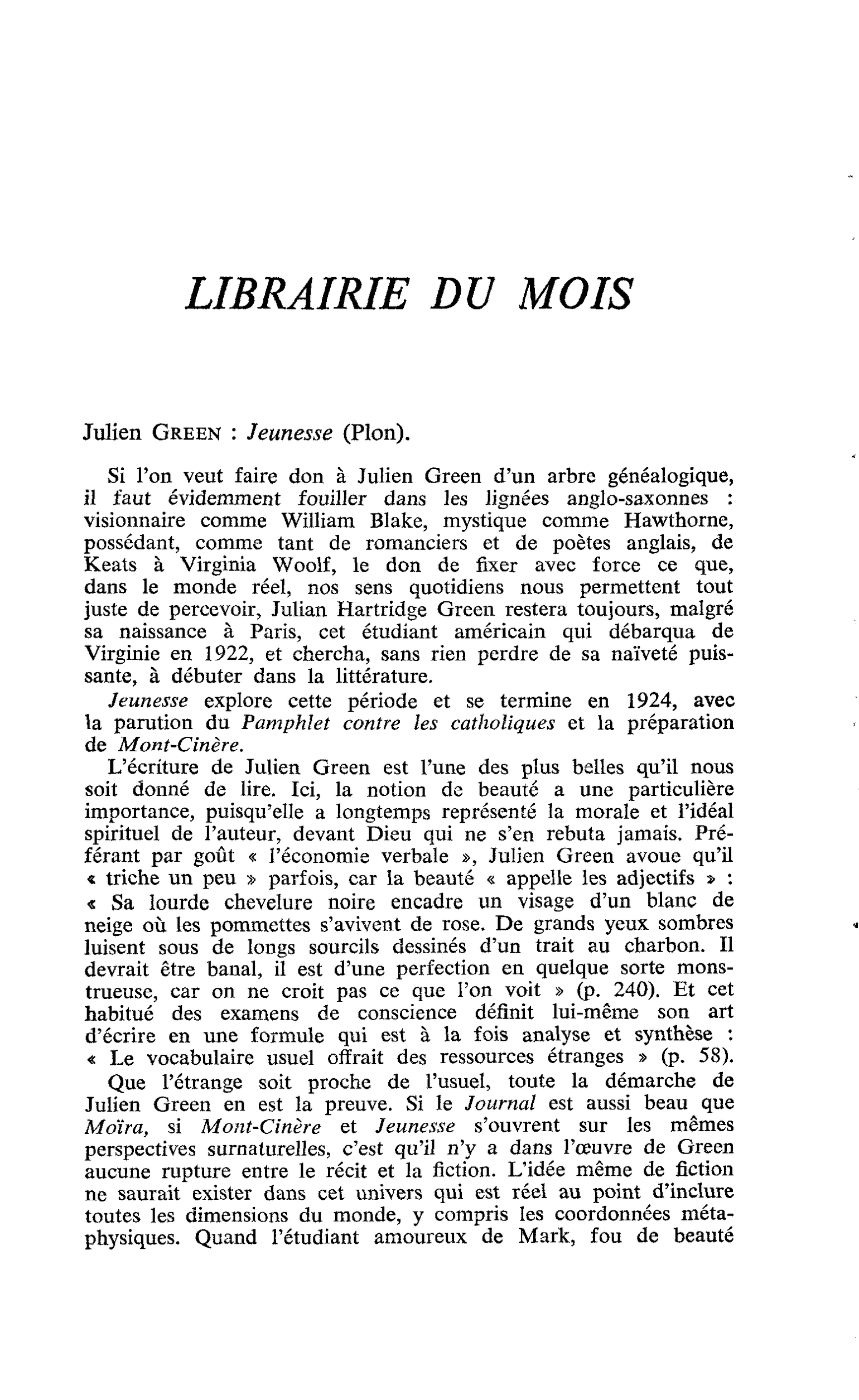 Julien Green : Jeunesse