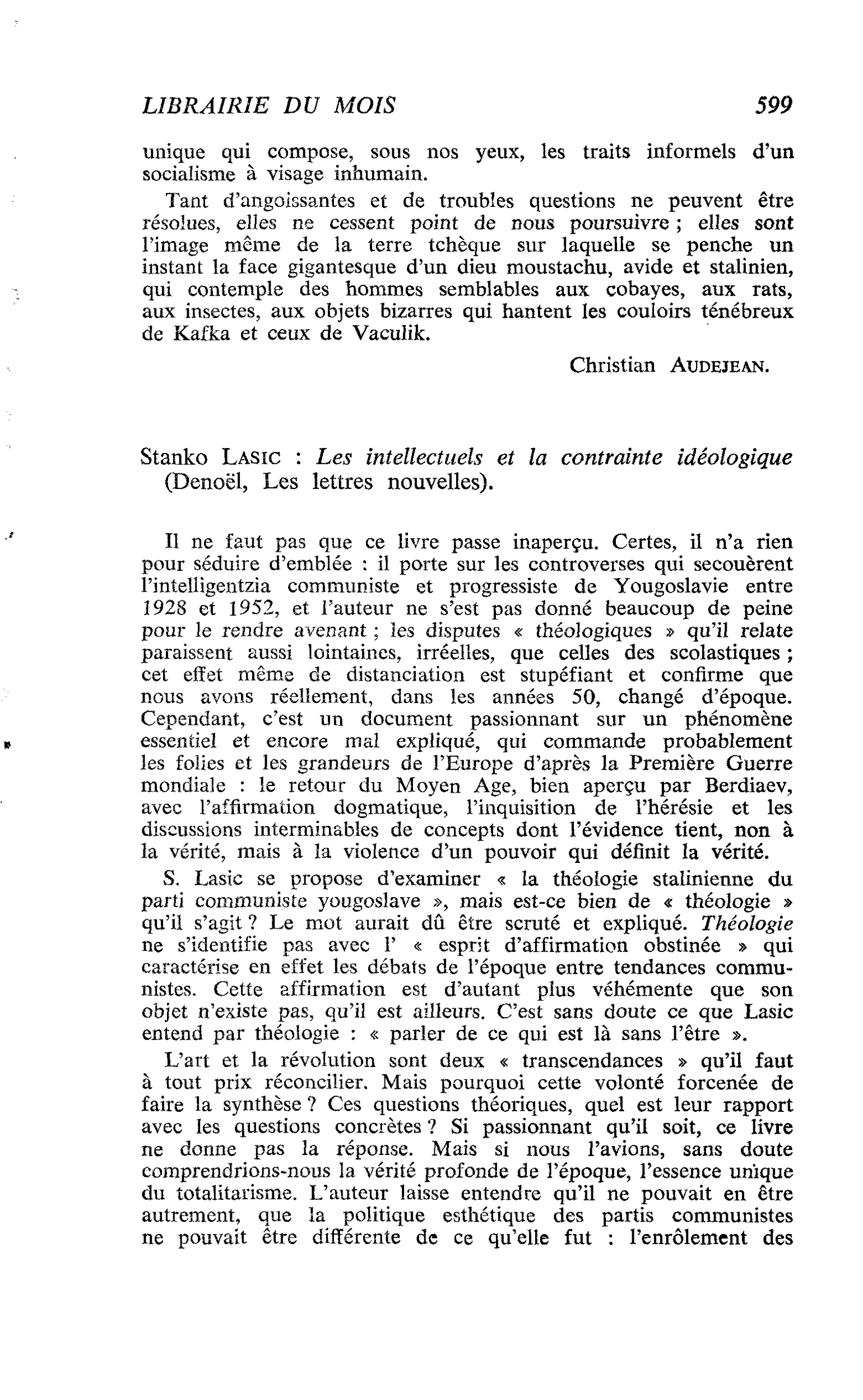 Stanko Lasic : Les intellectuels et la contrainte idéologique