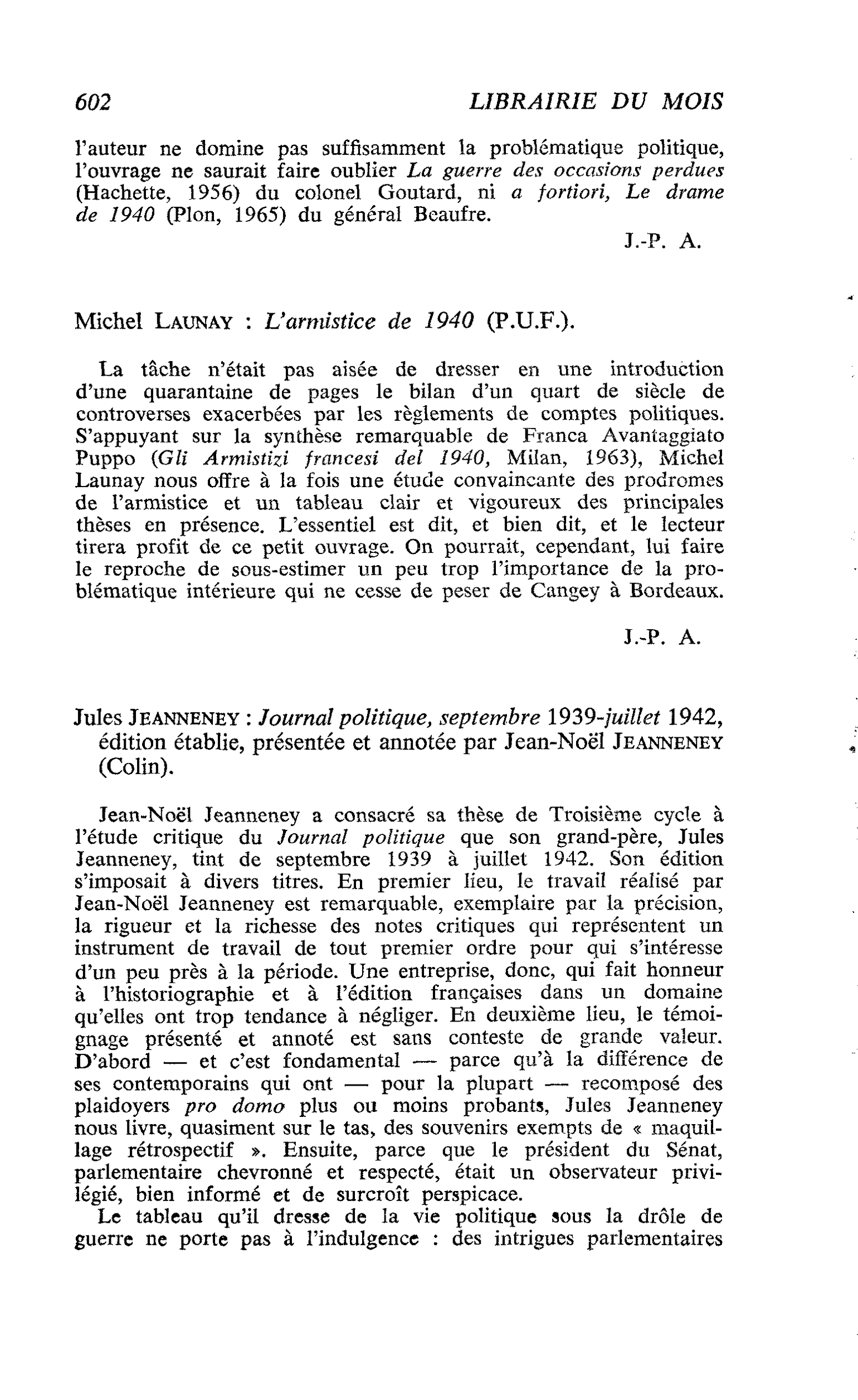 Jules Jeanneney : Journal politique, septembre 1939-juillet 1942
