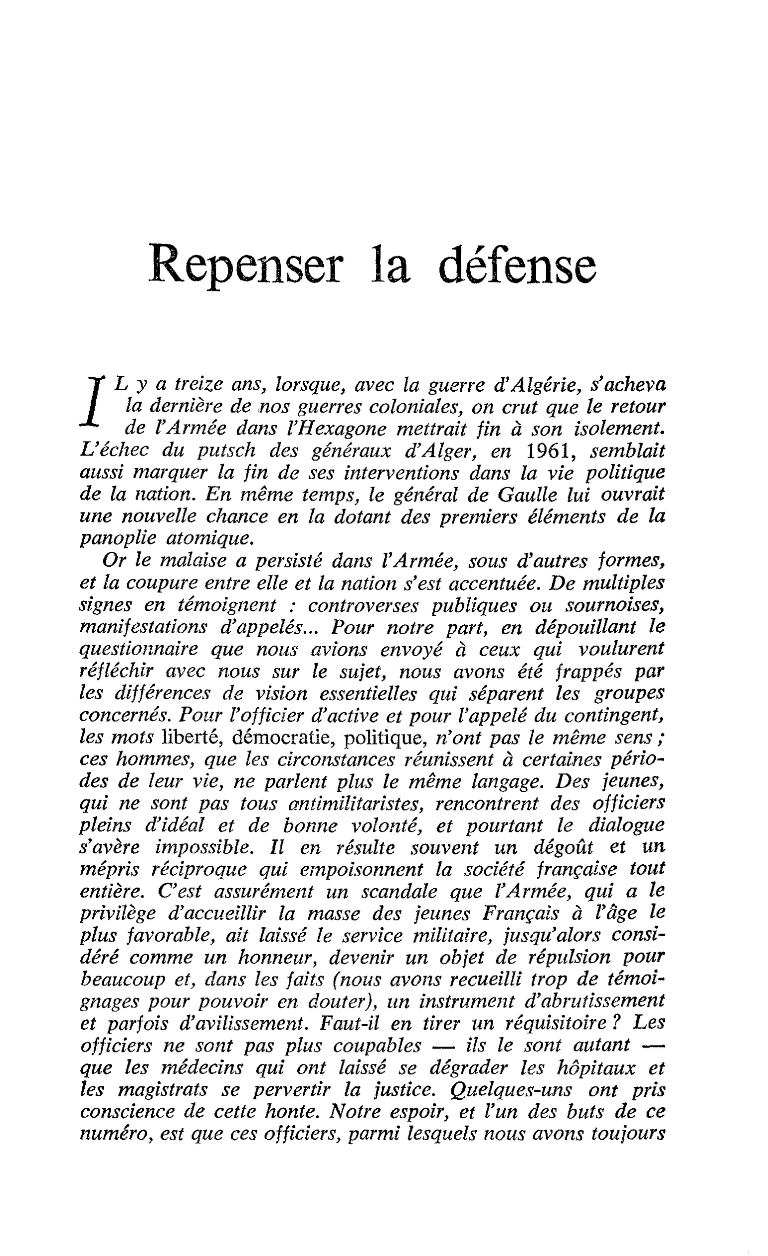 Repenser la défense