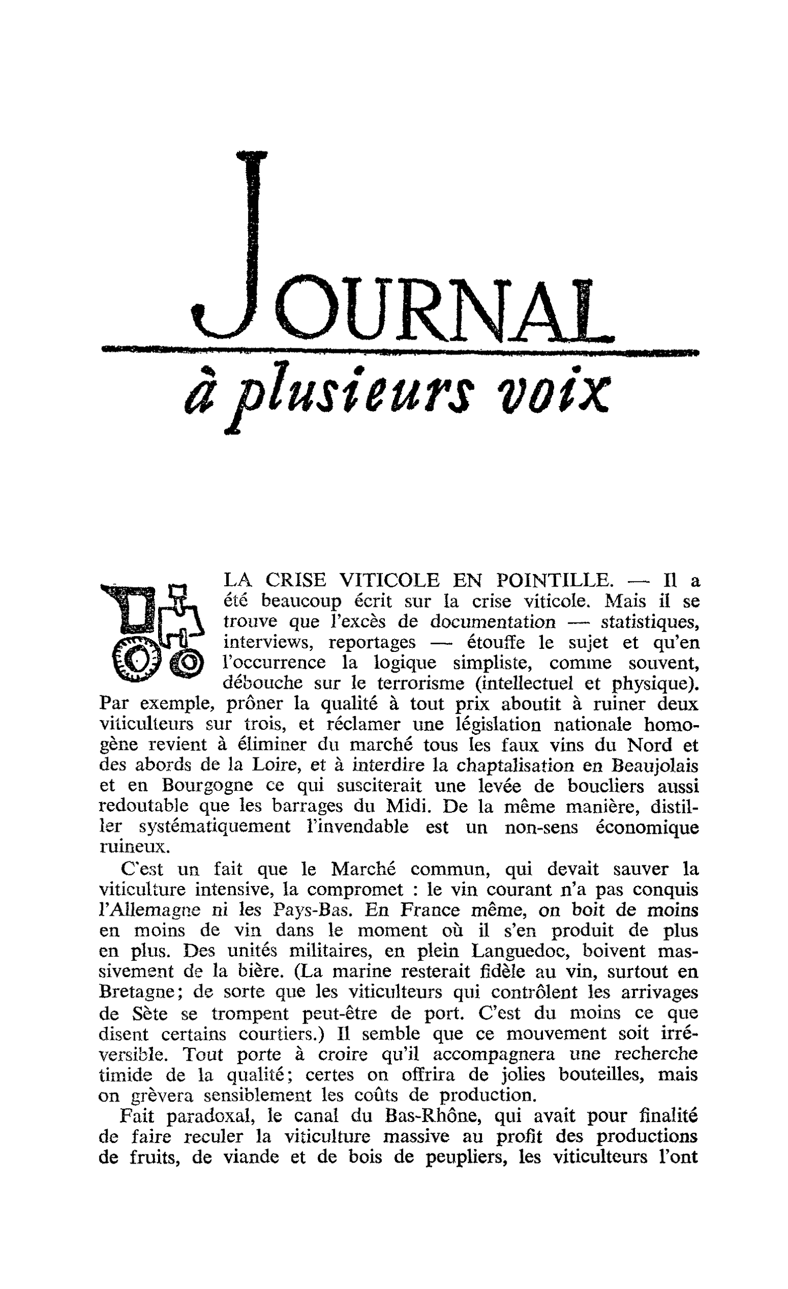 LA CRISE VITICOLE EN POINTILLE