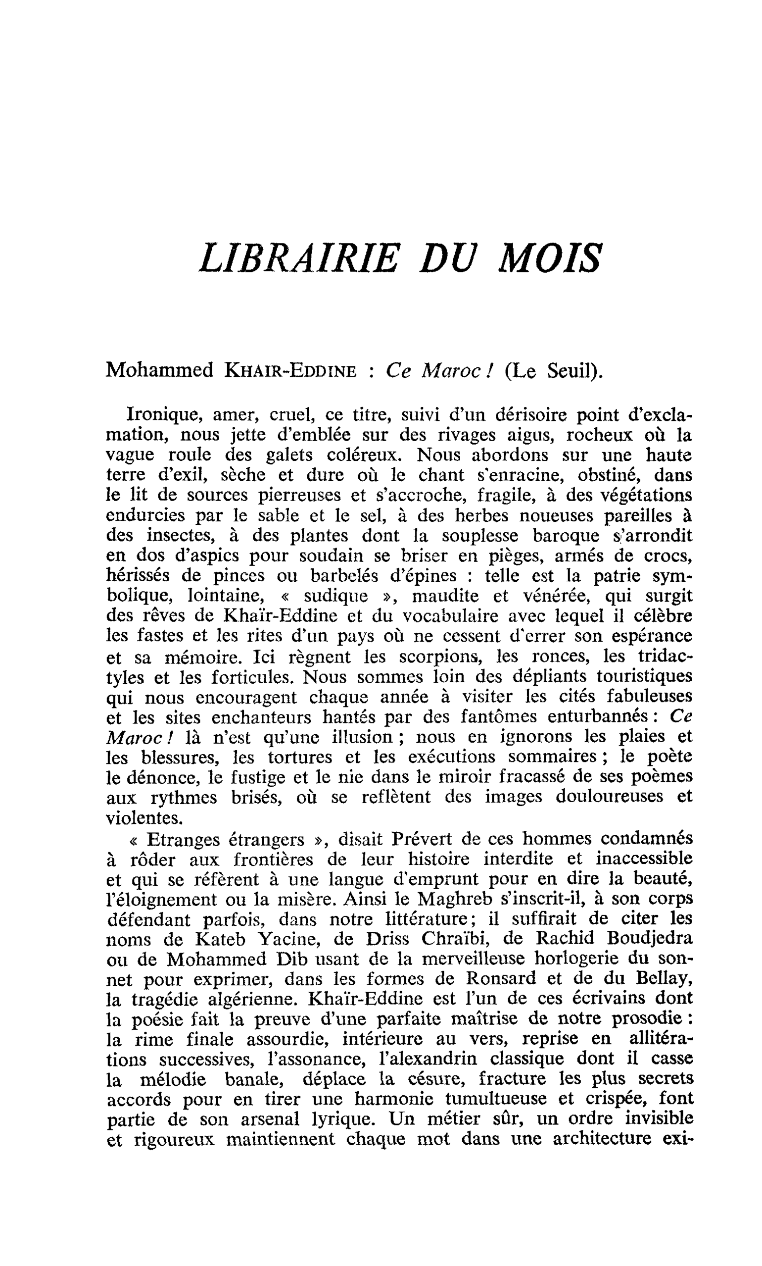 Mohammed Khair-Eddine : Ce Maroc !