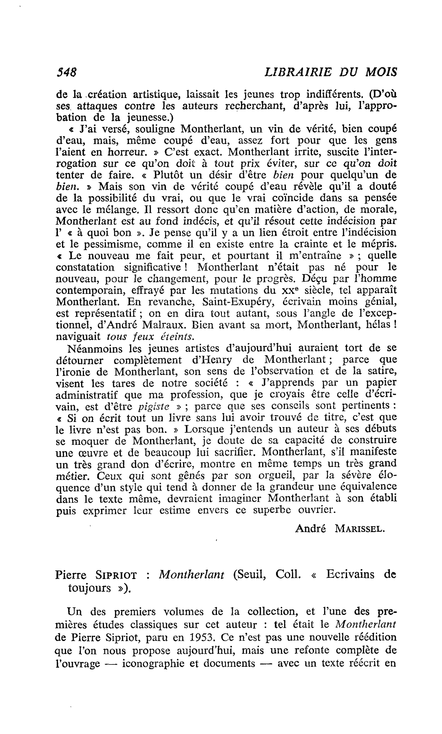 Pierre Sipriot : Montherlant