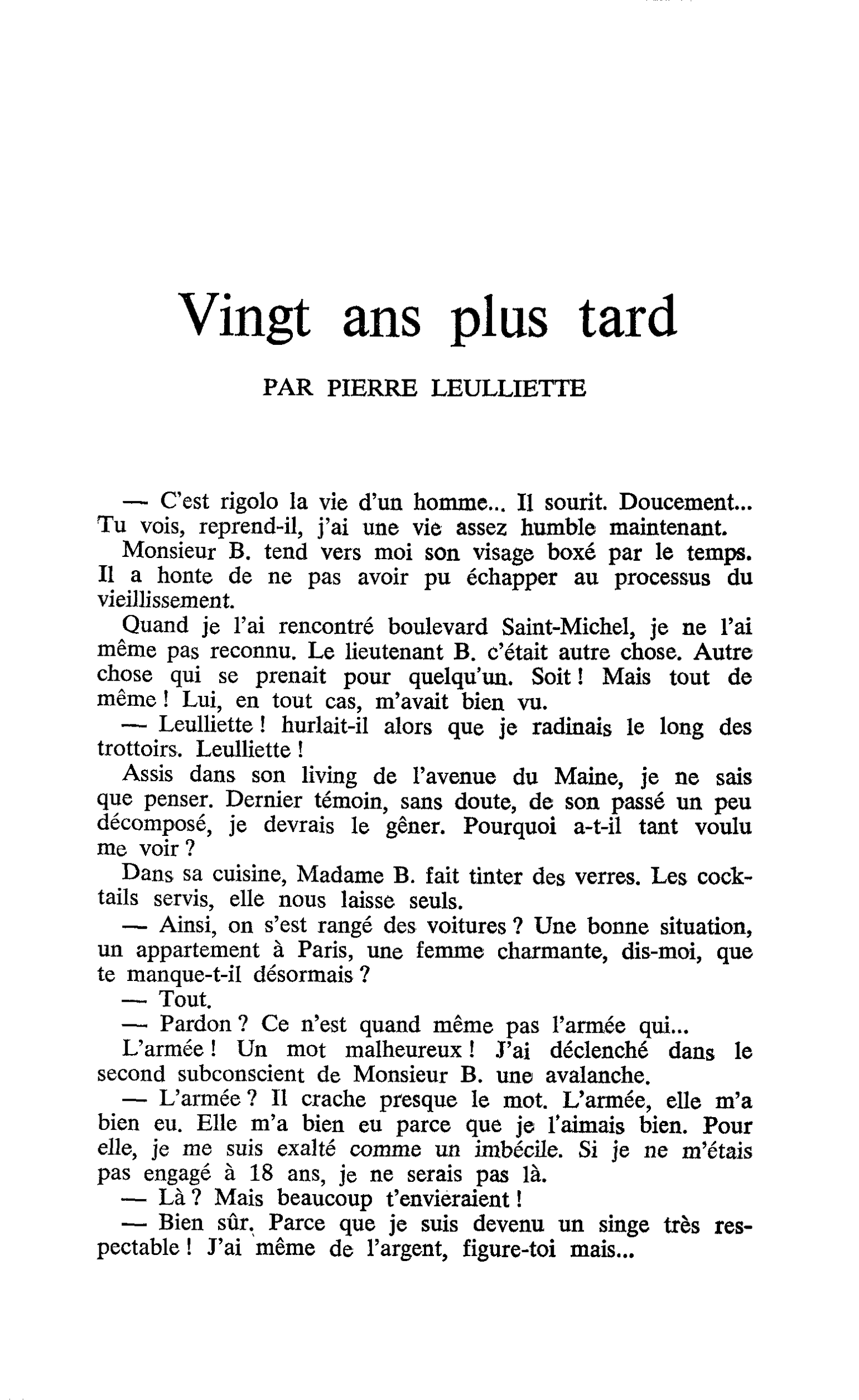 Vingt ans plus tard