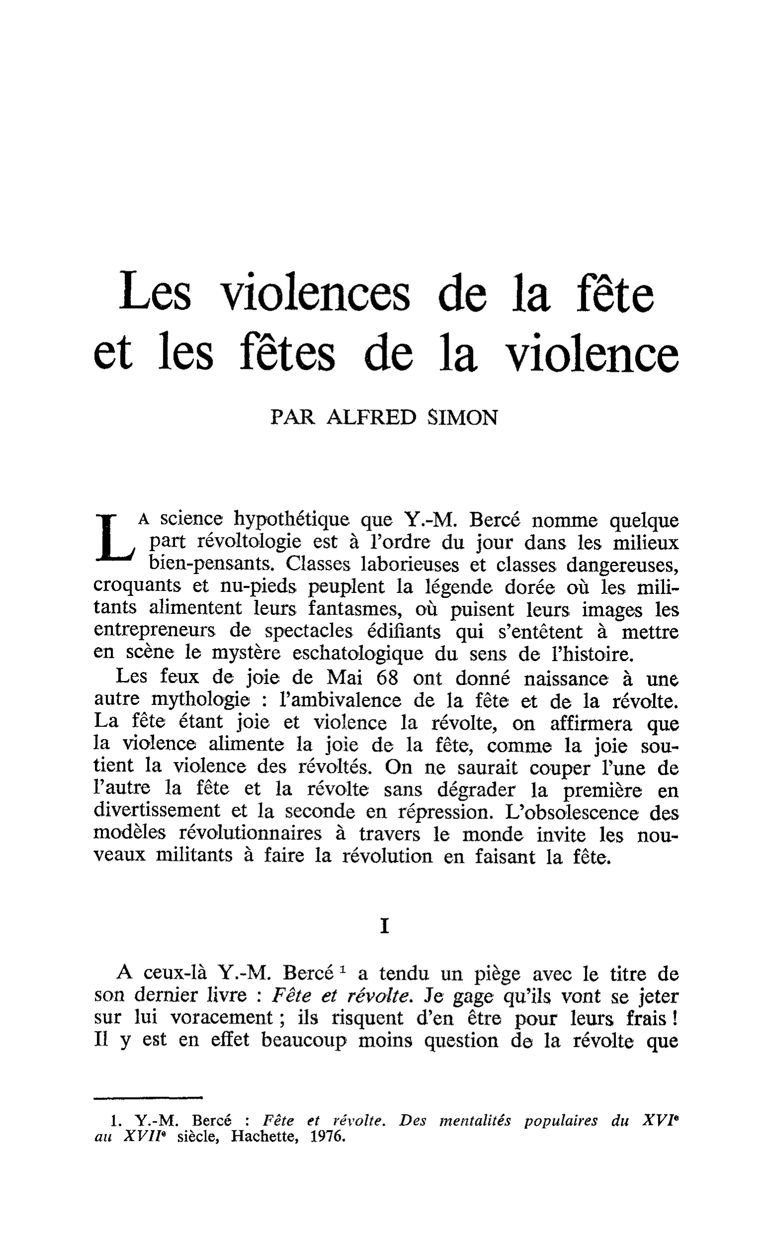 Les violences de la fête et les fêtes de la violence