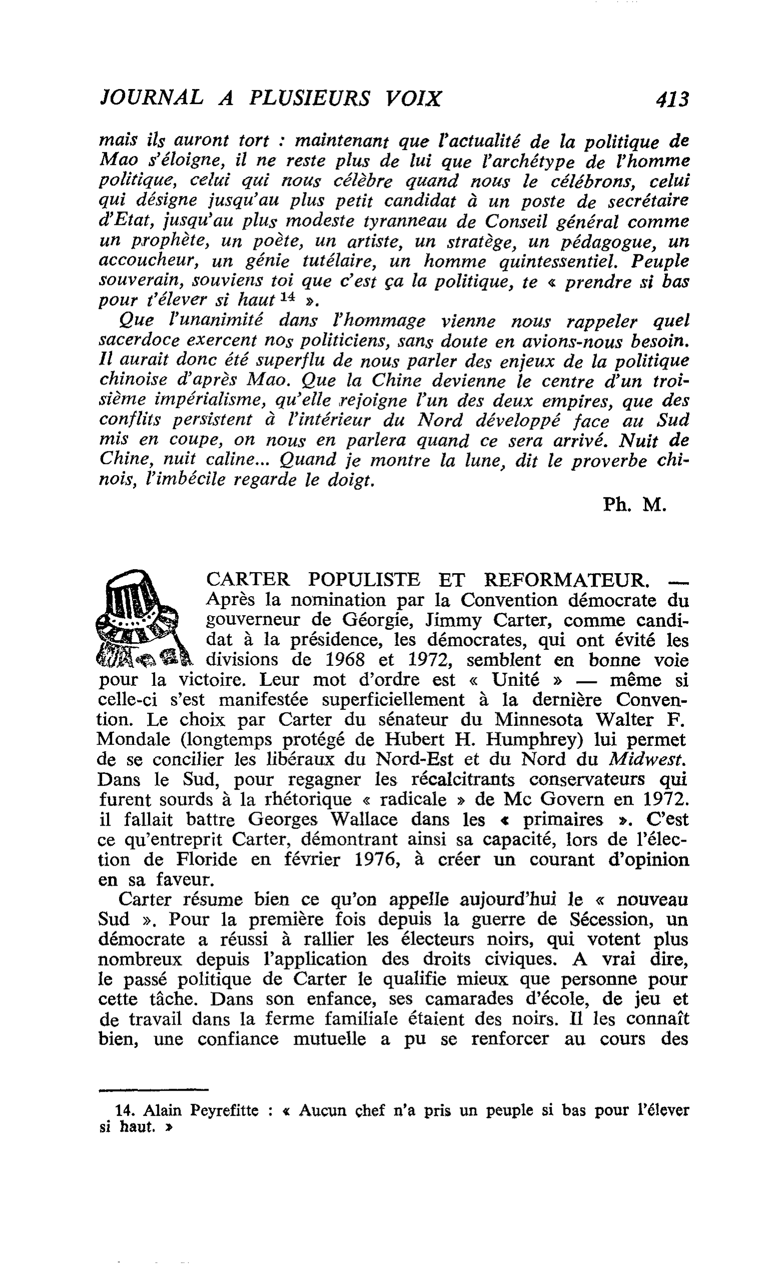 CARTER POPULISTE ET REFORMATEUR