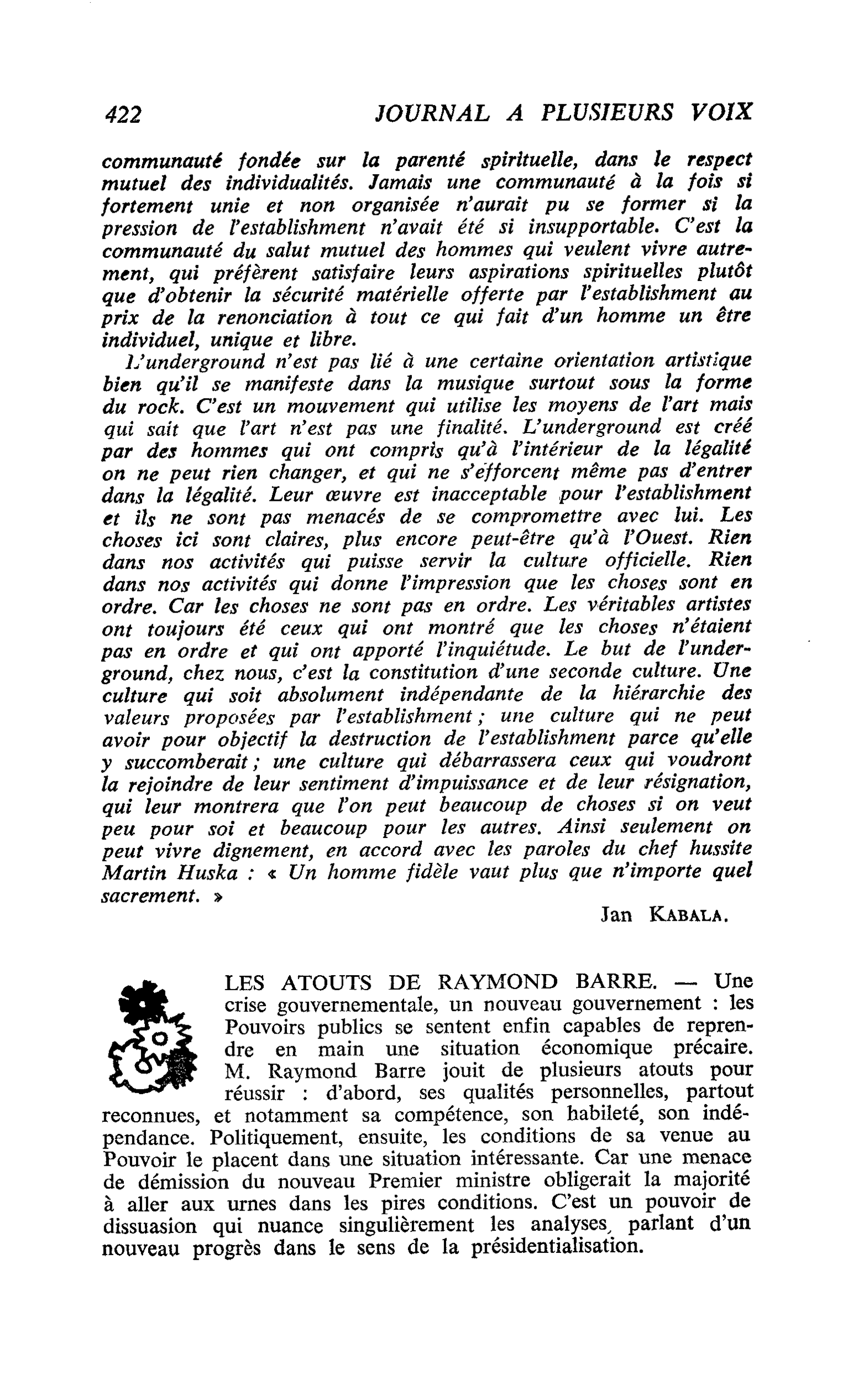 LES ATOUTS DE RAYMOND BARRE