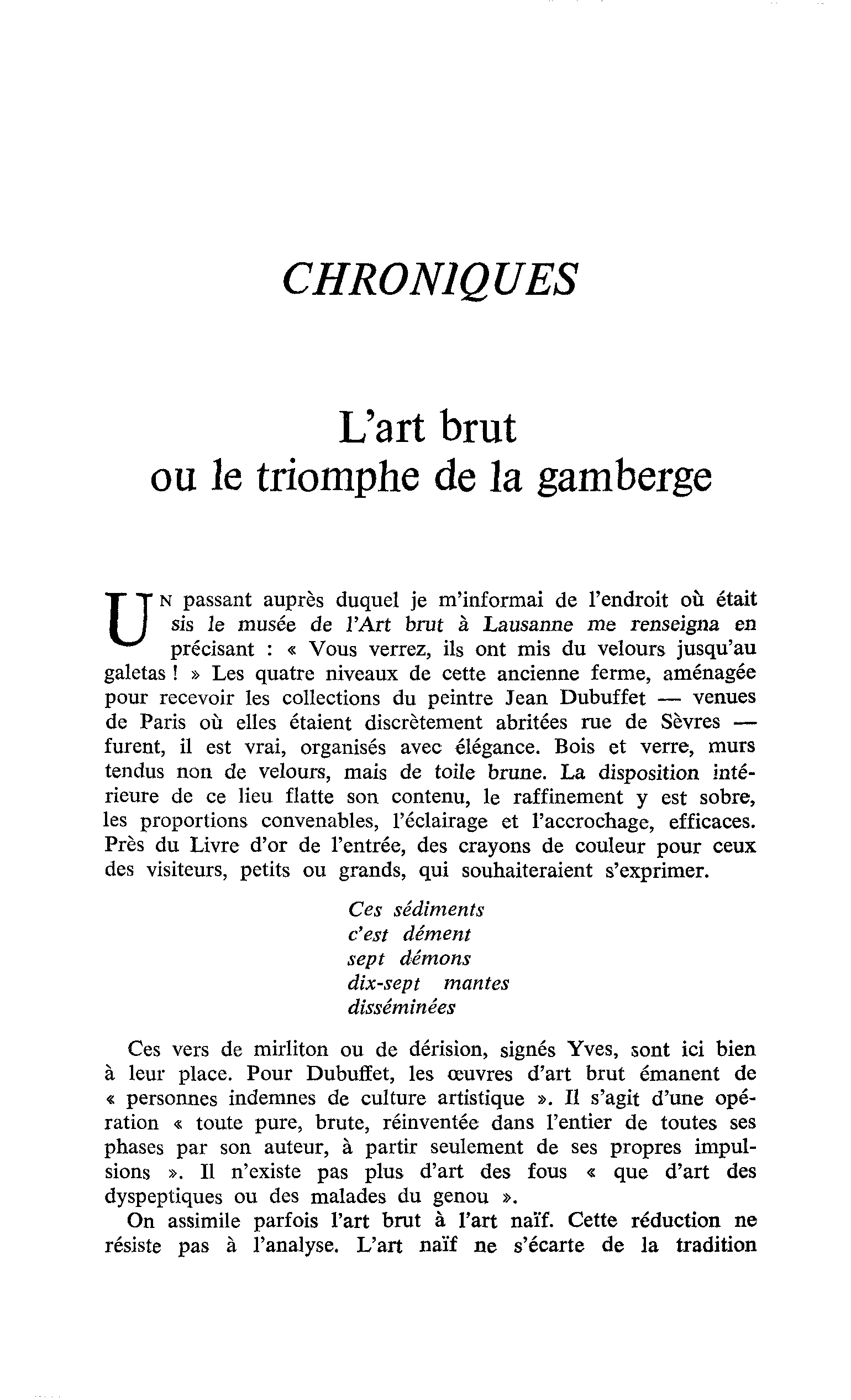 L’art brut ou le triomphe de la gamberge