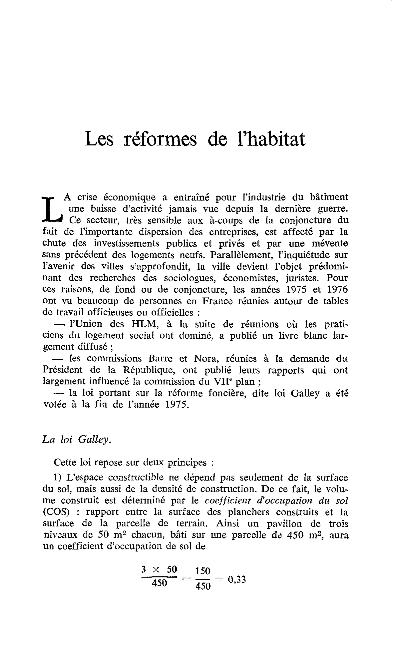 Les réformes de l’habitat