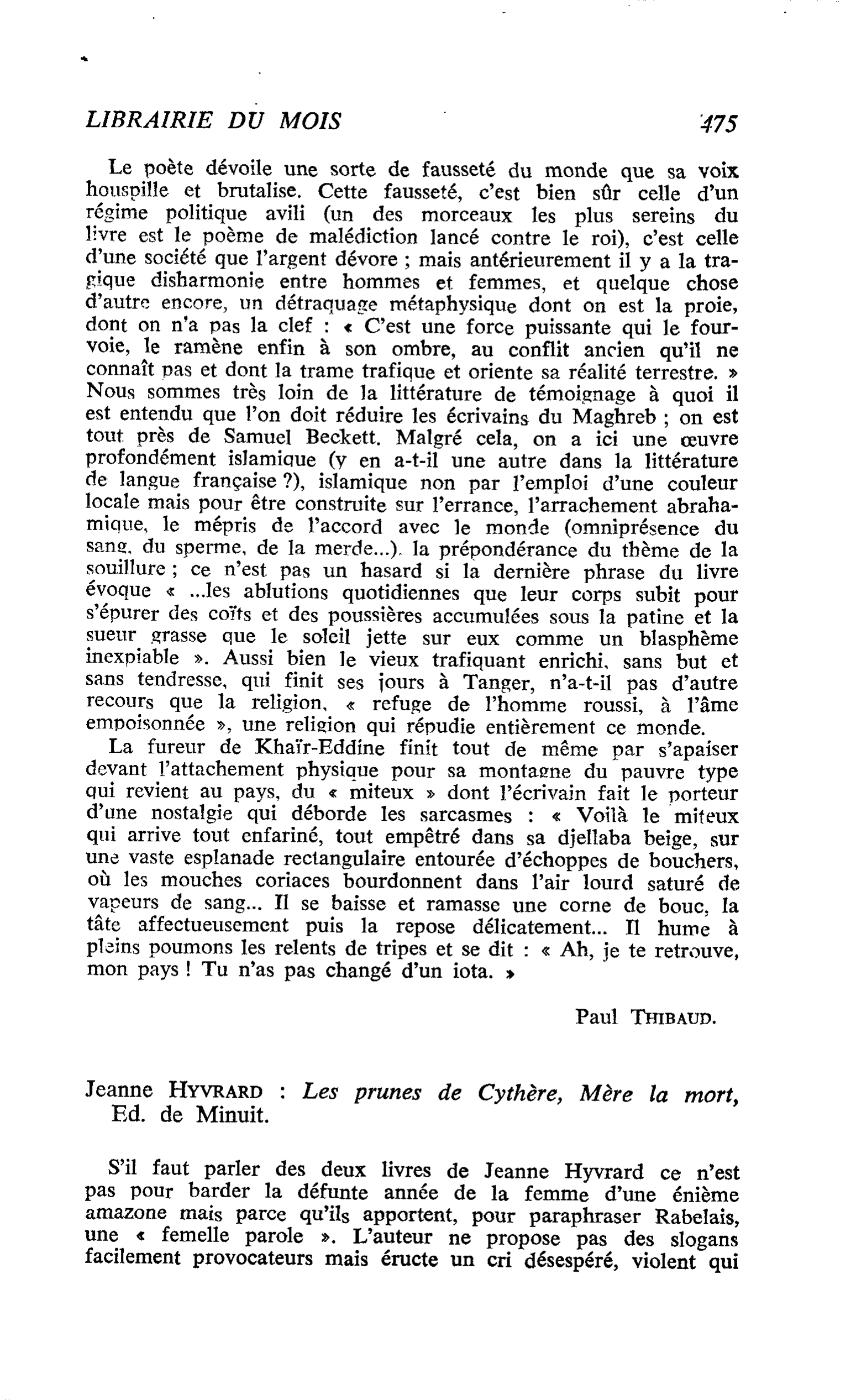 Jeanne Hyvrard : Les prunes de Cythère, Mère la mort, 