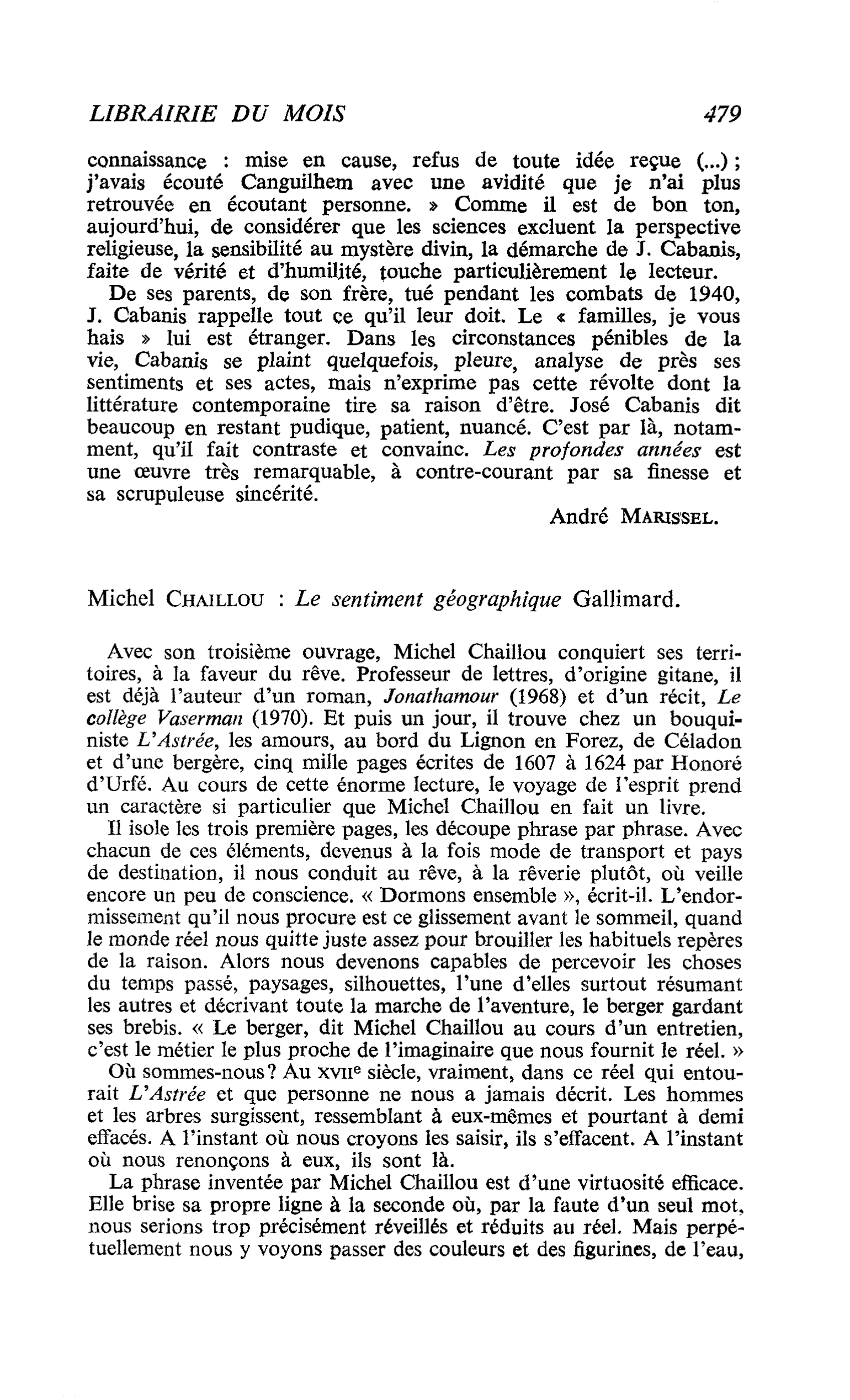 Michel Chaillou : Le sentiment géographique