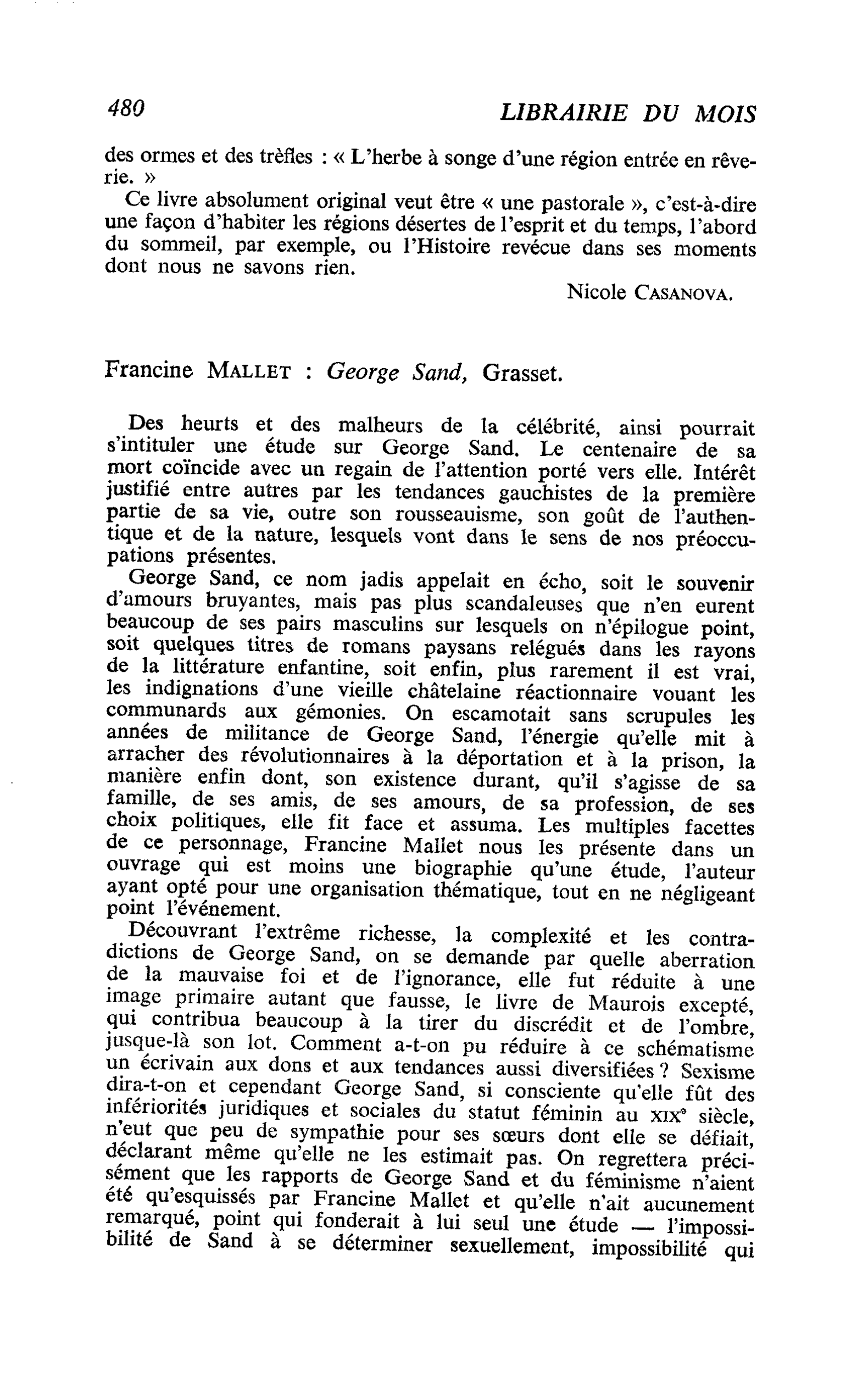 Francine Mallet : George Sand