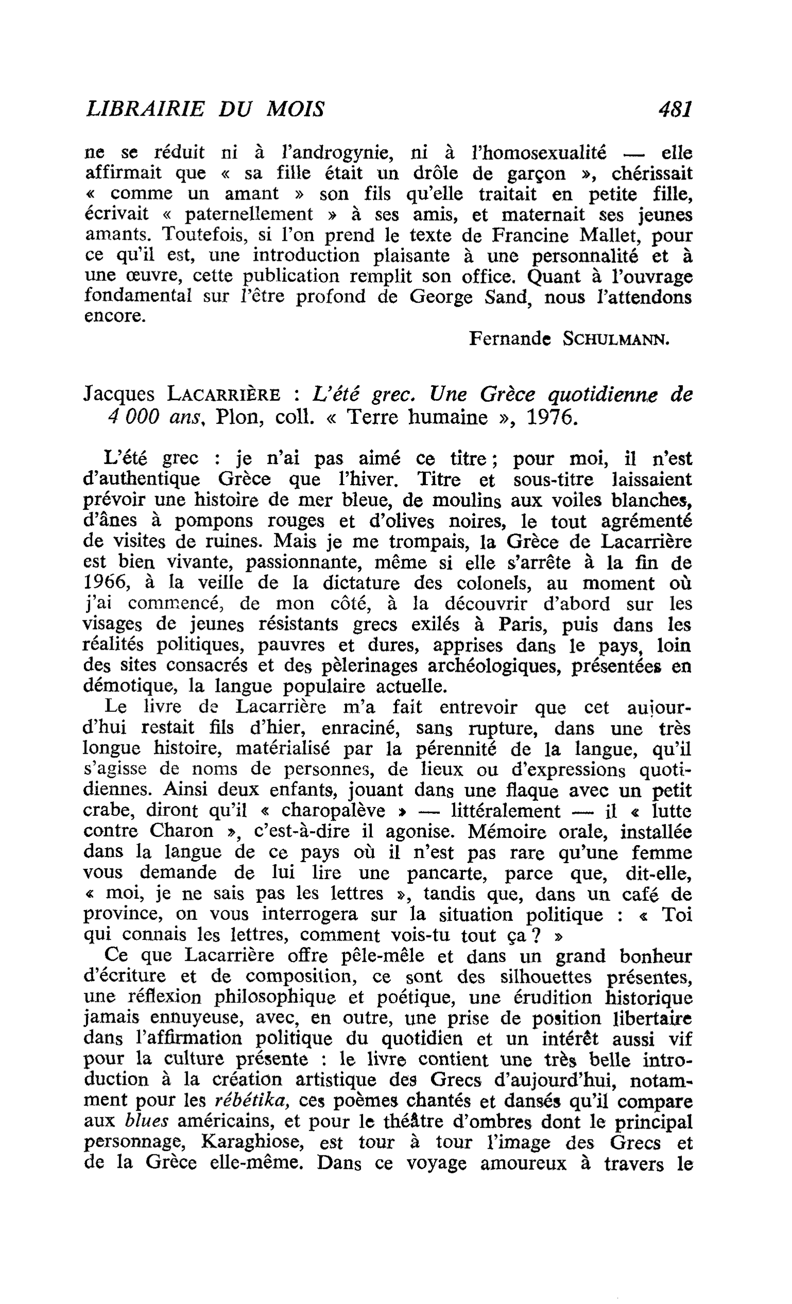 Jacques Lacarrière : L’été grec. Une Grèce quotidienne de 4 000 ans