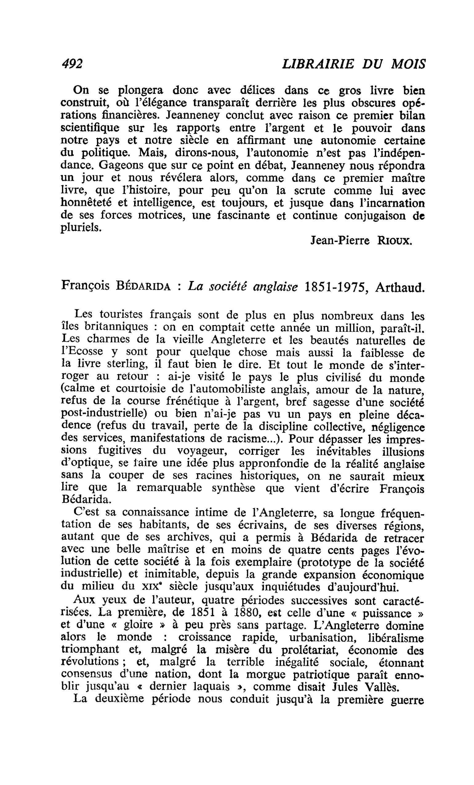 François Bédarida : La société anglaise 1851-1975